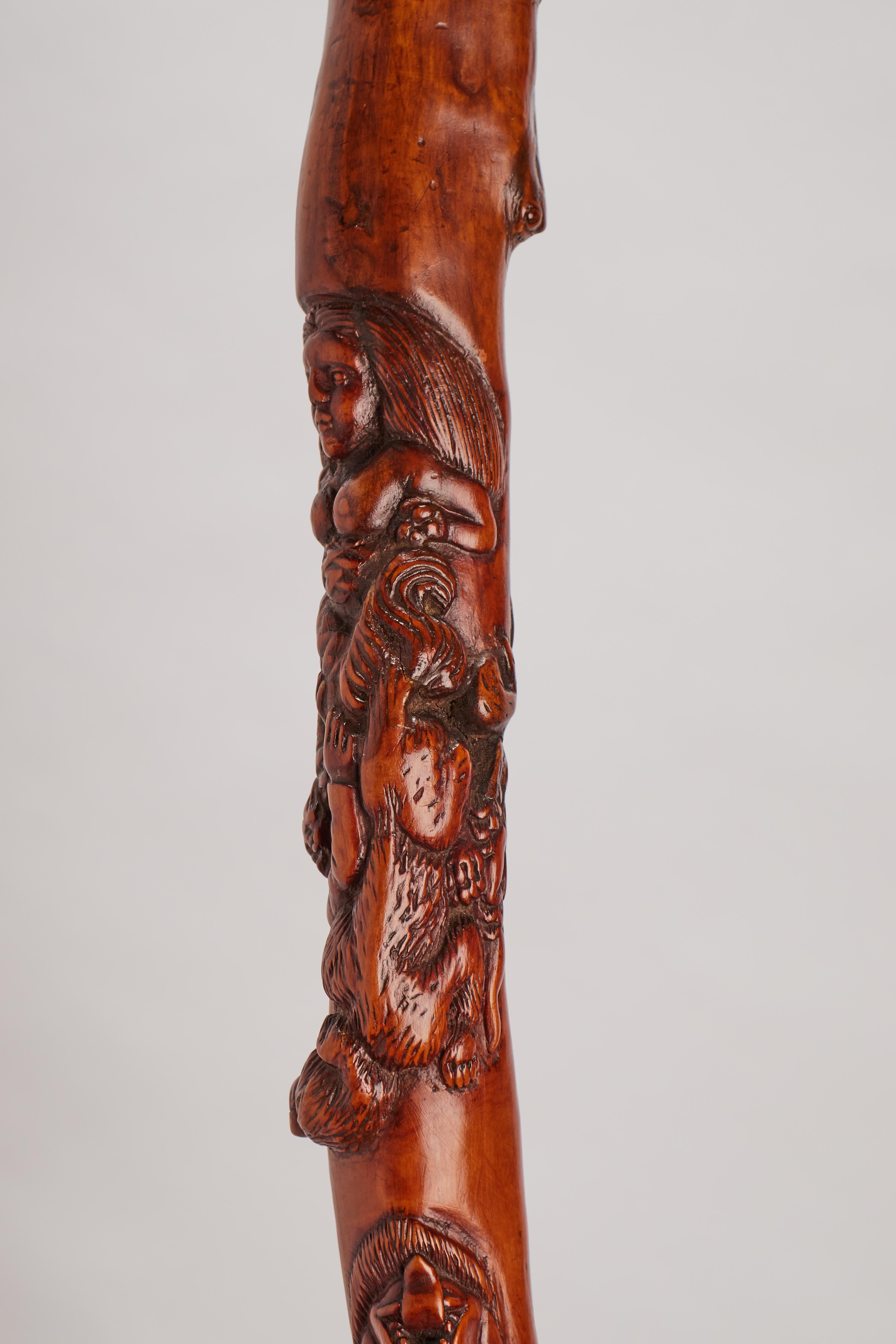 Folk Art Boxwood Walking Stick, Italy, 1840 In Excellent Condition In Milan, IT