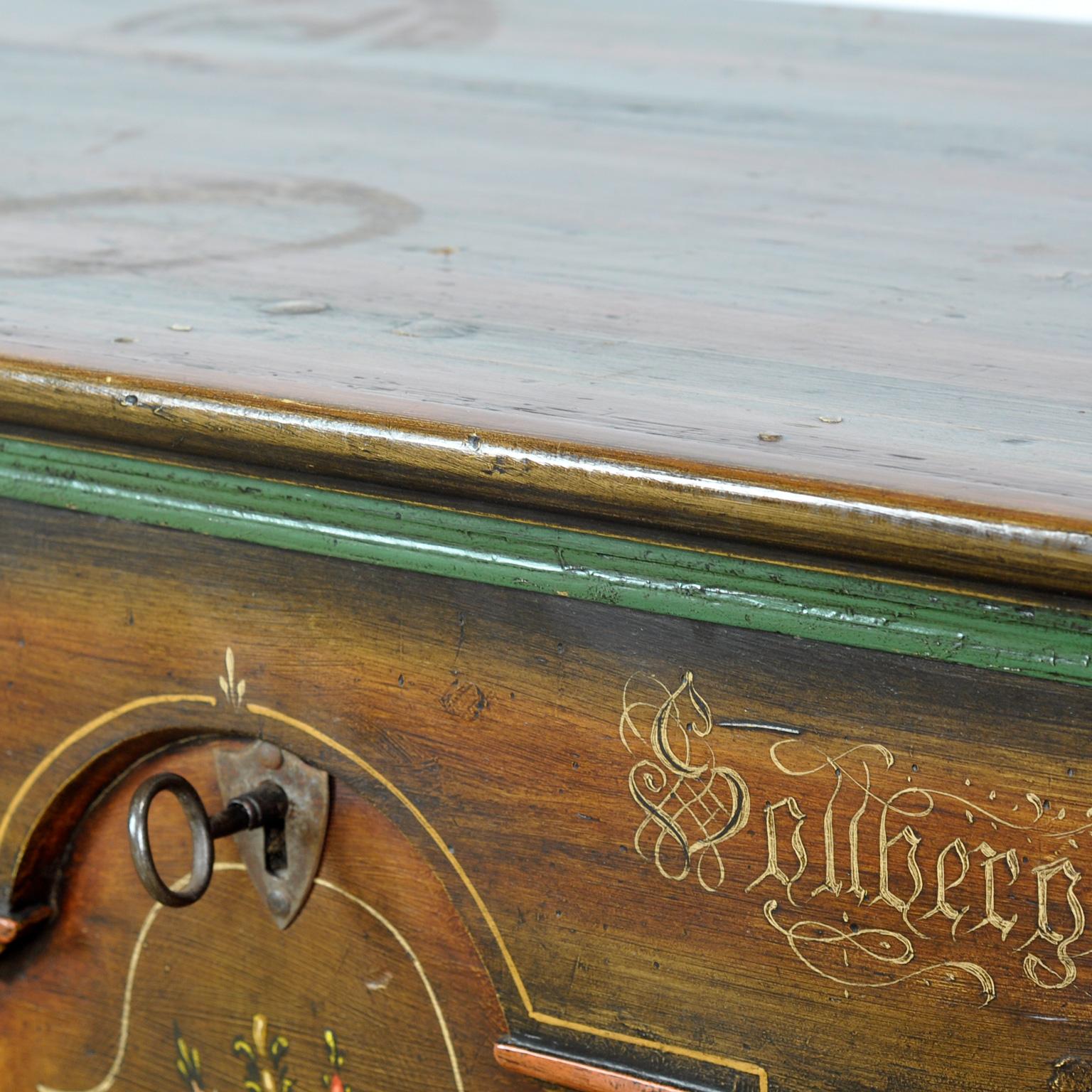Folk-Art Bridal Chest, 1826 For Sale 6