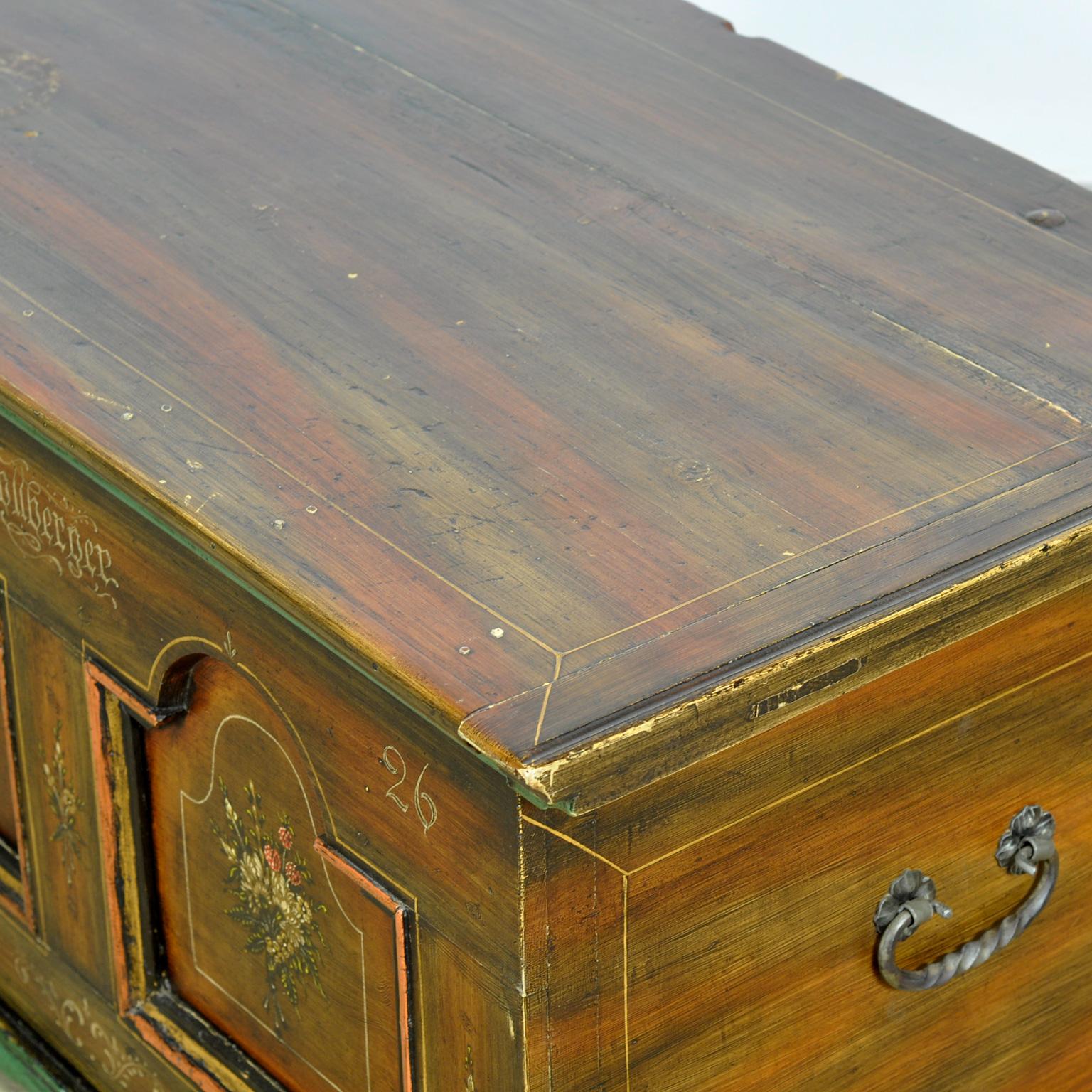 Folk-Art Bridal Chest, 1826 For Sale 9