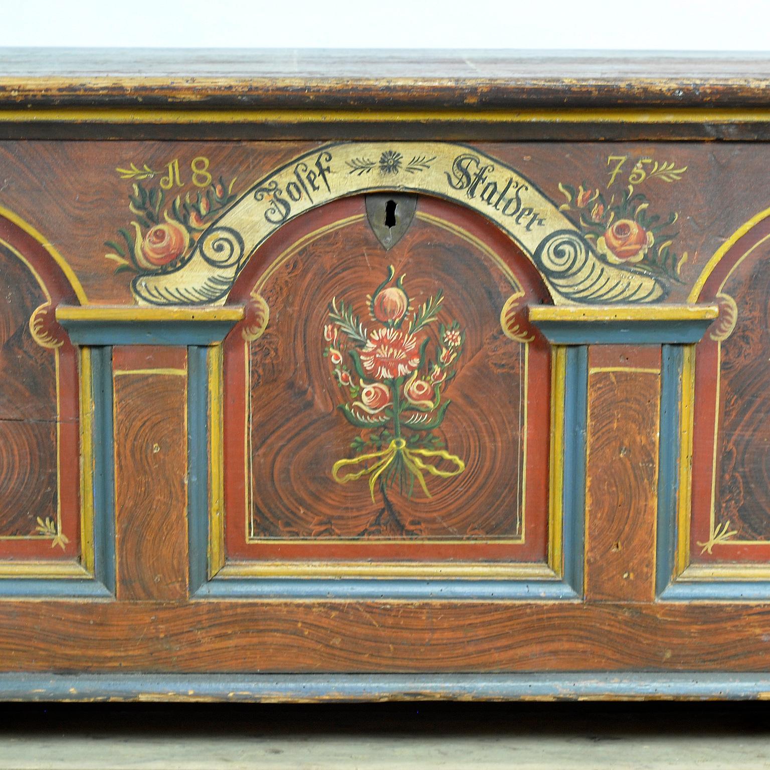 Folk-Art Bridal Chest, anno 1875 en vente 4