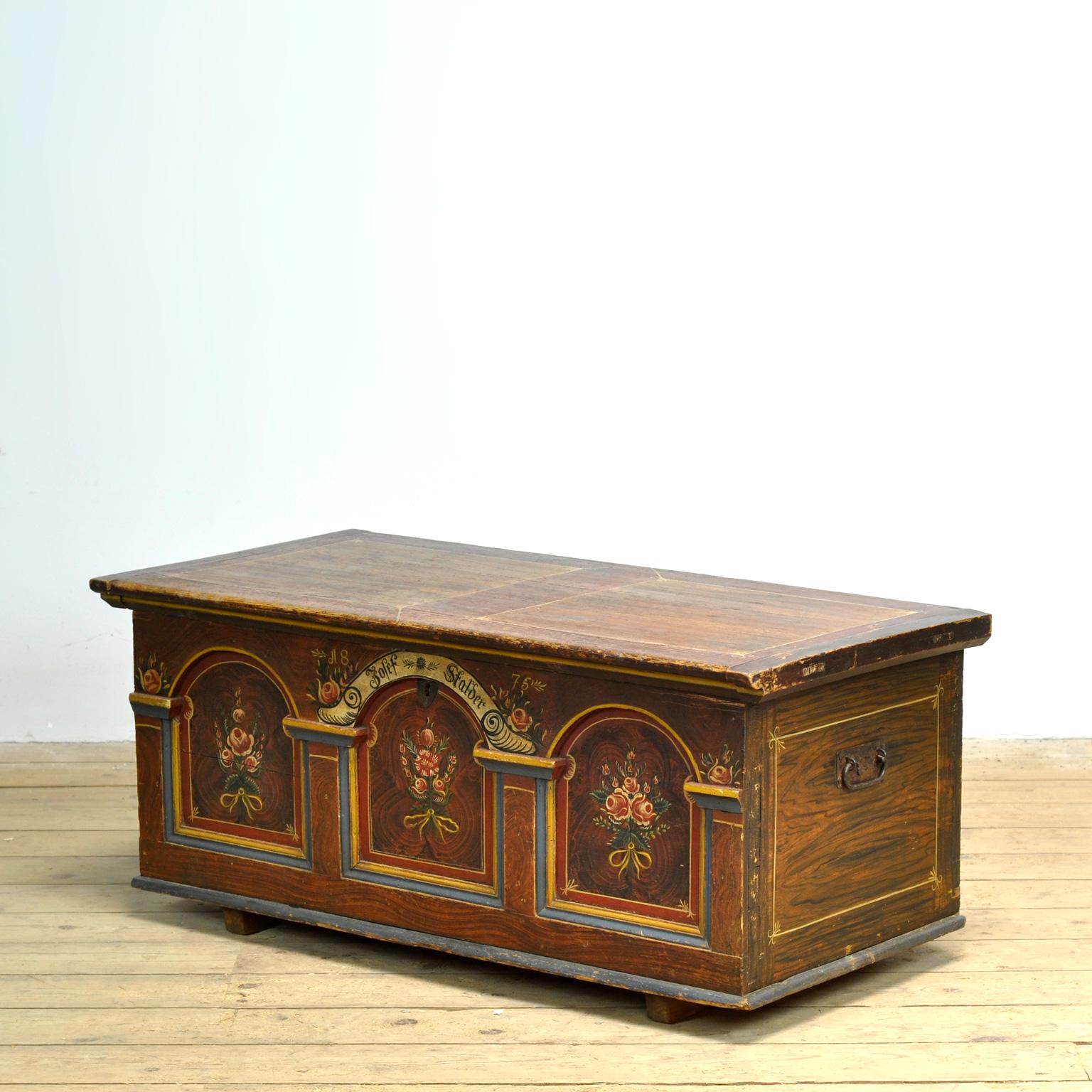 Artisanat Folk-Art Bridal Chest, anno 1875 en vente