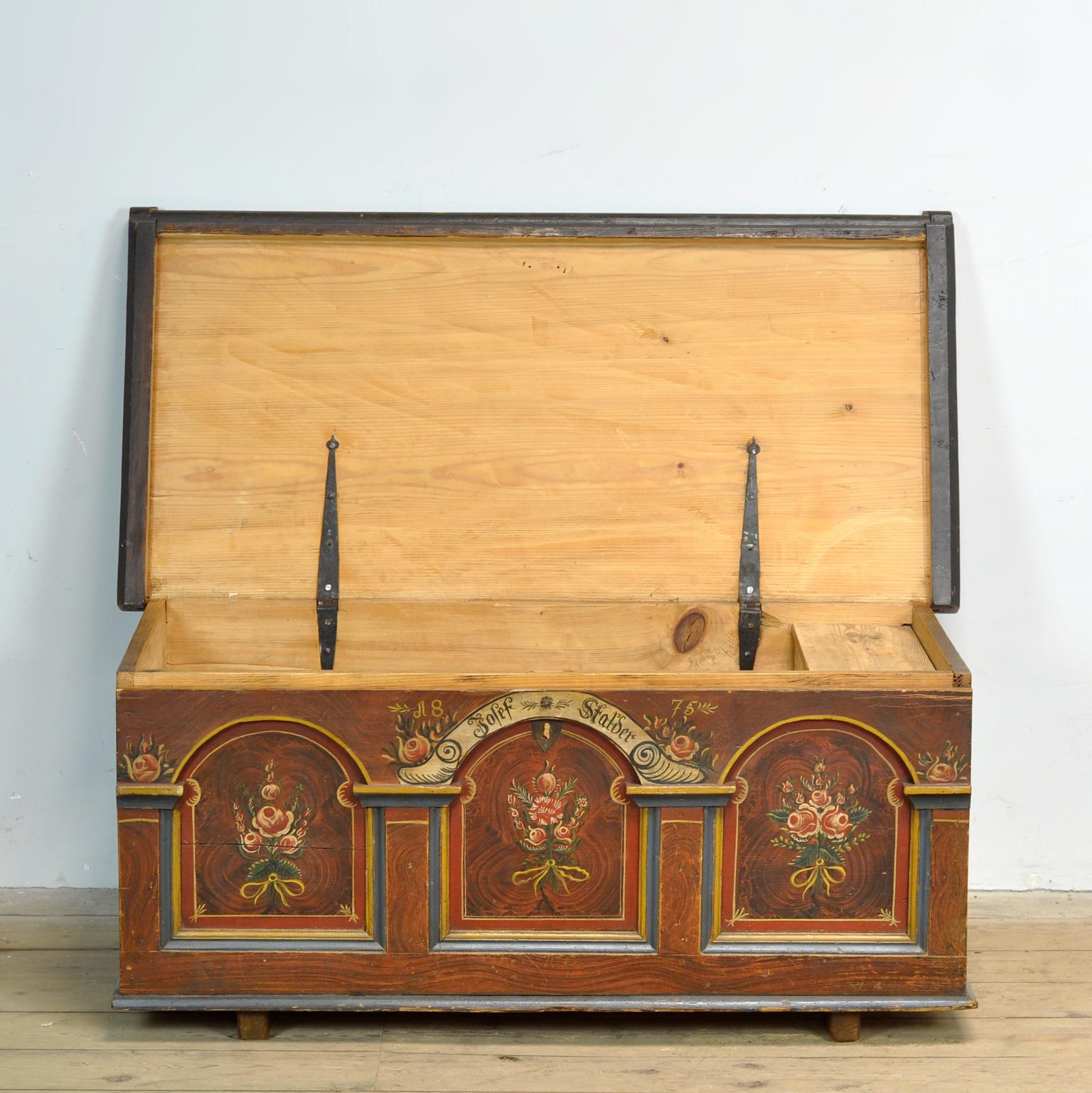 Allemand Folk-Art Bridal Chest, anno 1875 en vente