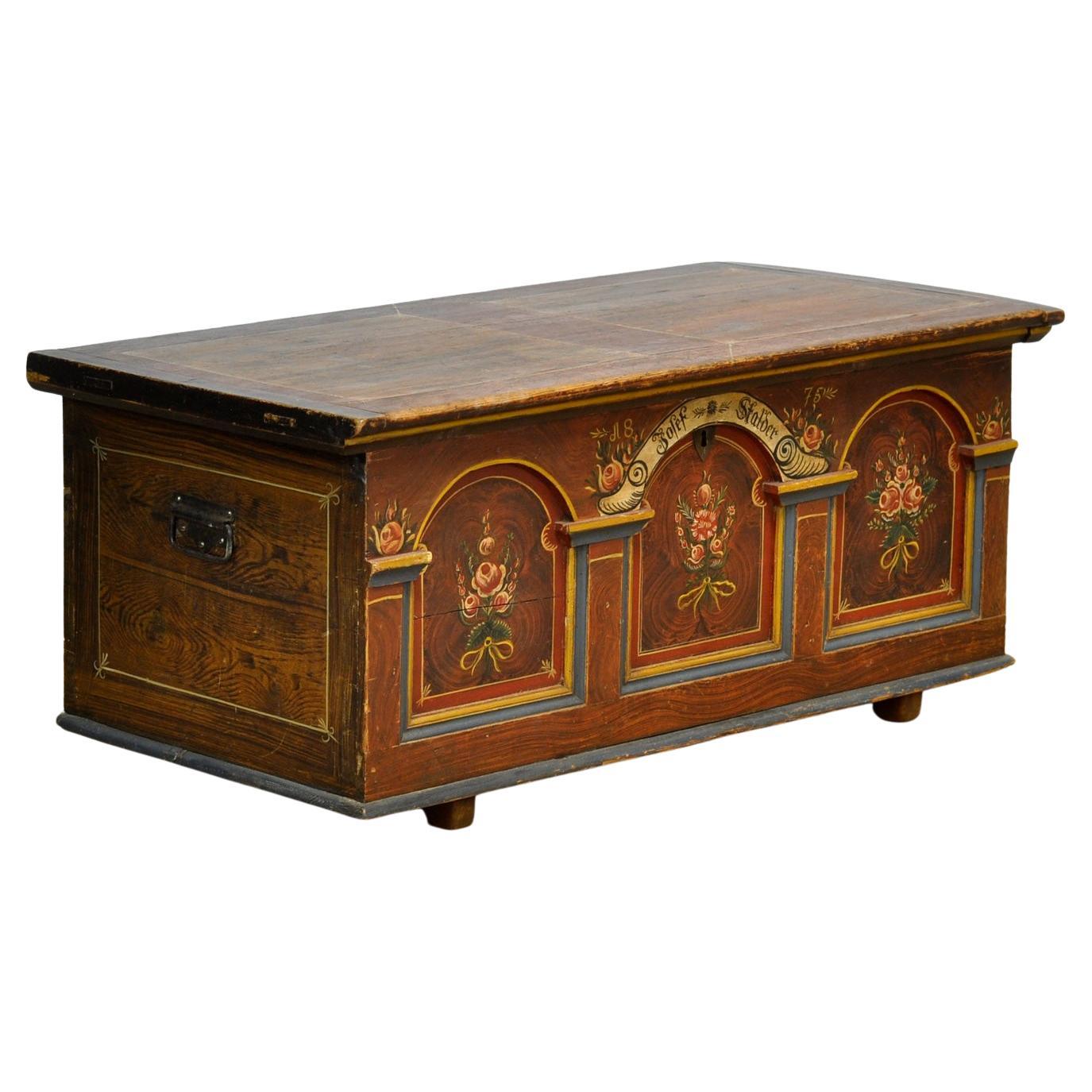 Cofre nupcial de arte popular, anno 1875