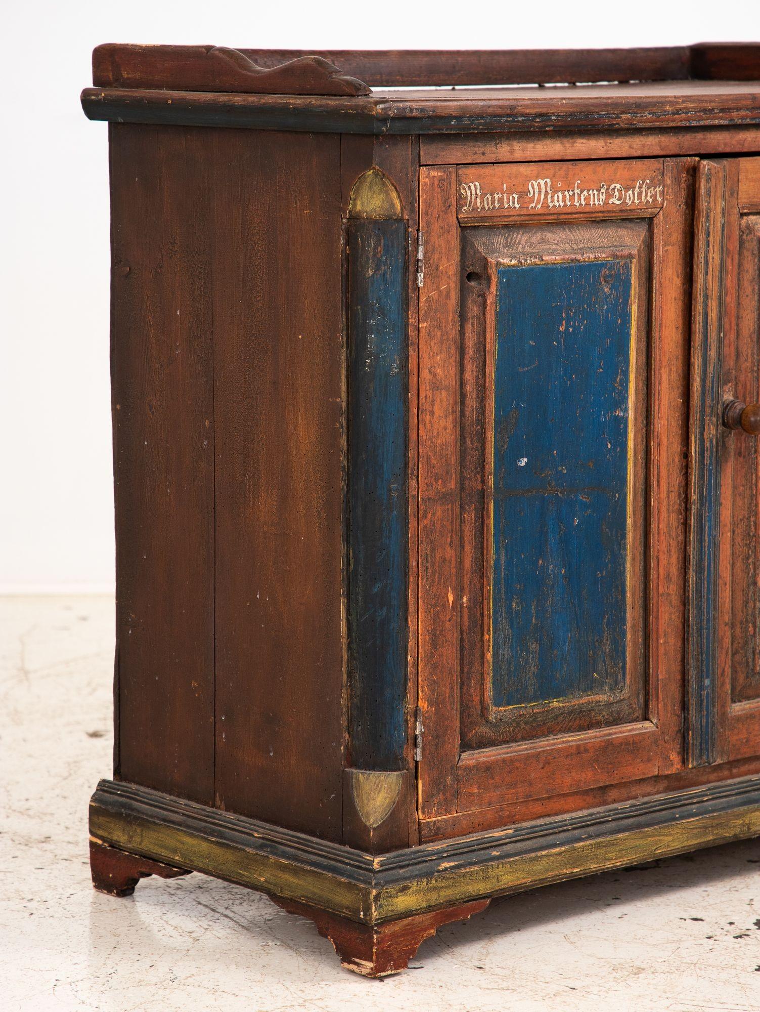 Folk Art Bridal Cupboard or Cabinet Marked 1884, Germany 5