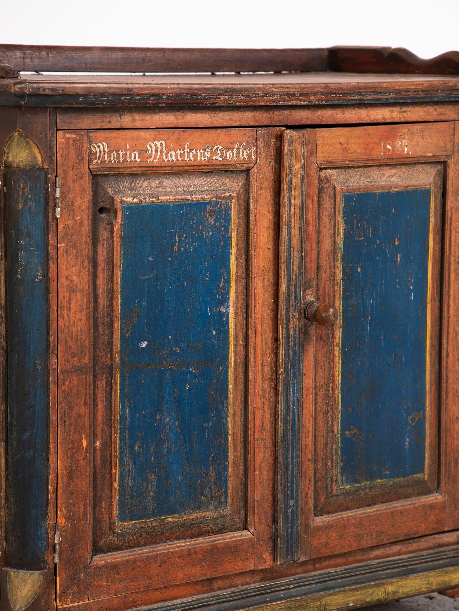 Folk Art Bridal Cupboard or Cabinet Marked 1884, Germany 6