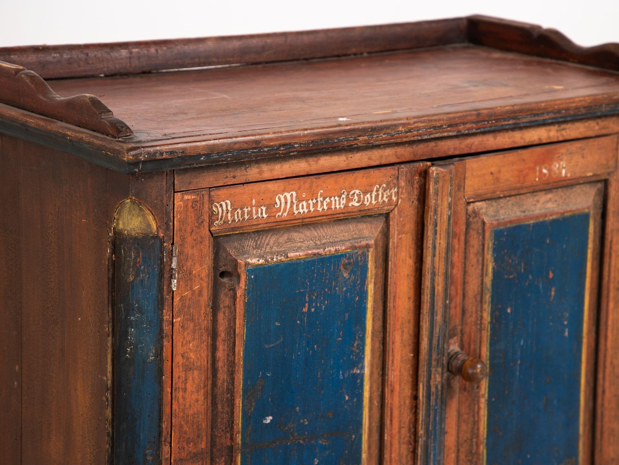 Folk Art Bridal Cupboard or Cabinet Marked 1884, Germany 8
