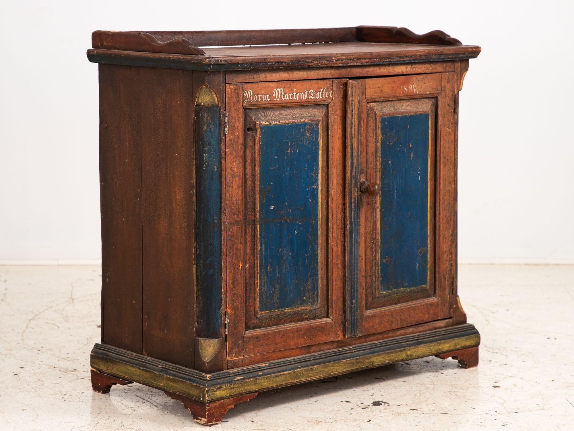 Folk Art Bridal Cupboard or Cabinet Marked 1884, Germany 9