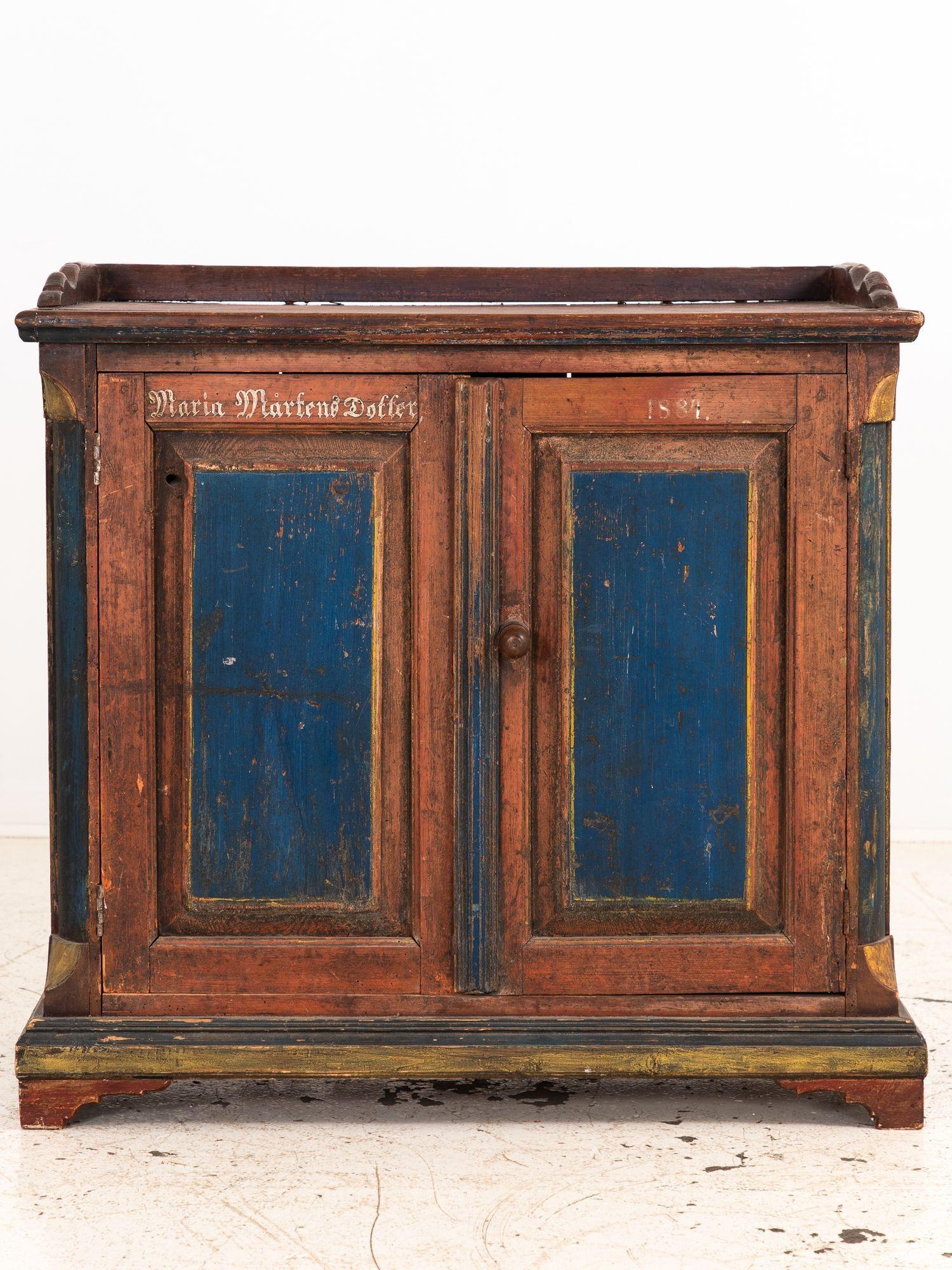 Late 19th Century Folk Art Bridal Cupboard or Cabinet Marked 1884, Germany