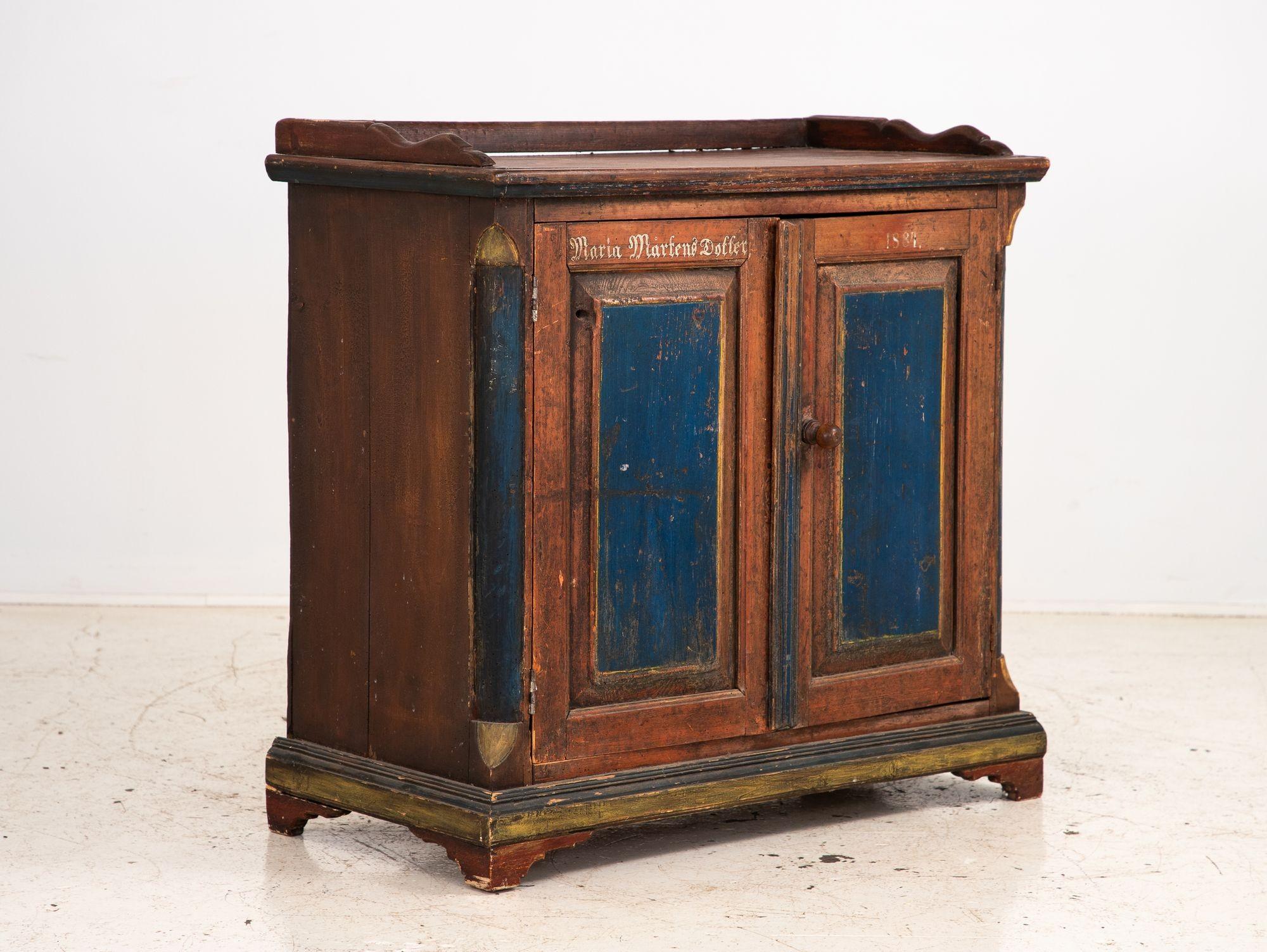 Folk Art Bridal Cupboard or Cabinet Marked 1884, Germany 4