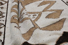 Folk Art Brown and Ivory Triangular Morif Wool Runner 4'x10'6''