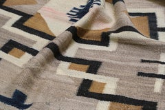 Folk-Art Brown Hand-Woven Wool Rug 4'1''x8'