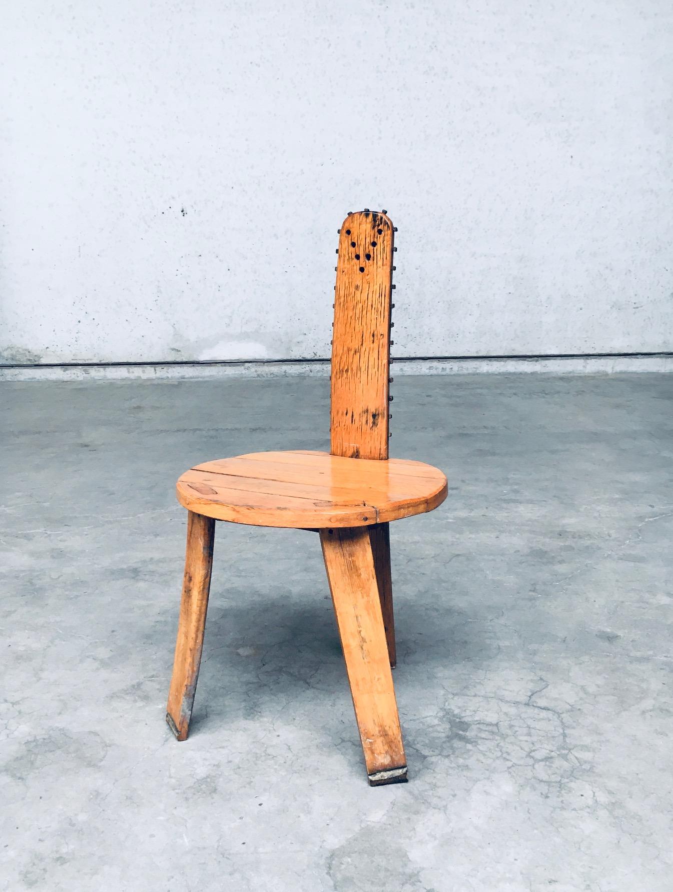 Folk Art Brutalist Design SAW Back Side Chair set, France 1960's For Sale 5