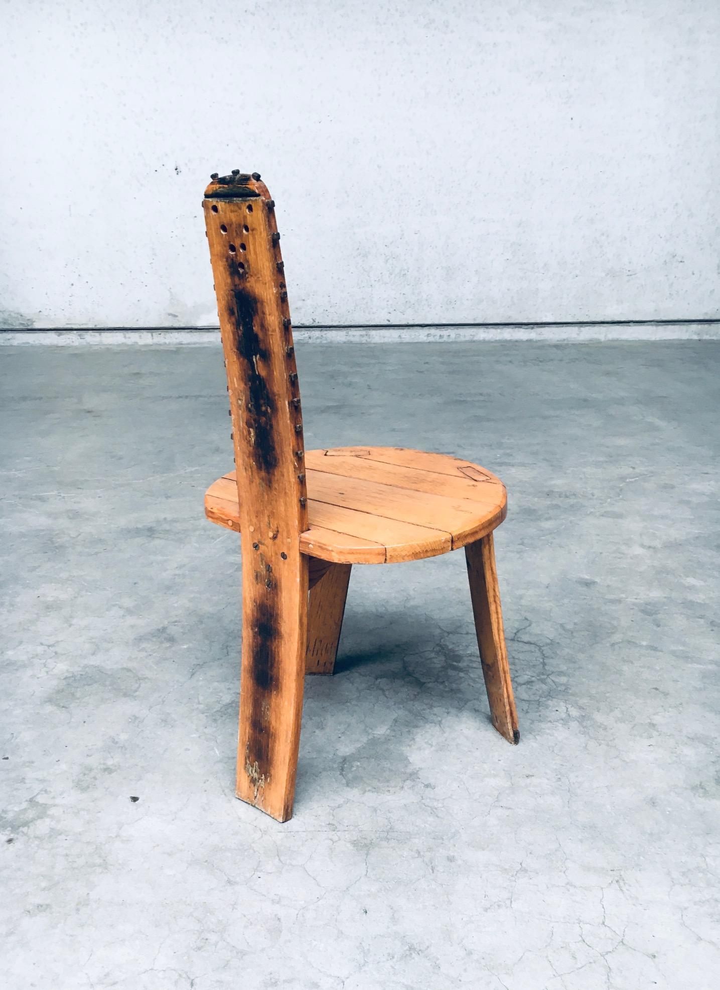 Folk Art Brutalist Design SAW Back Side Chair set, France 1960's For Sale 7
