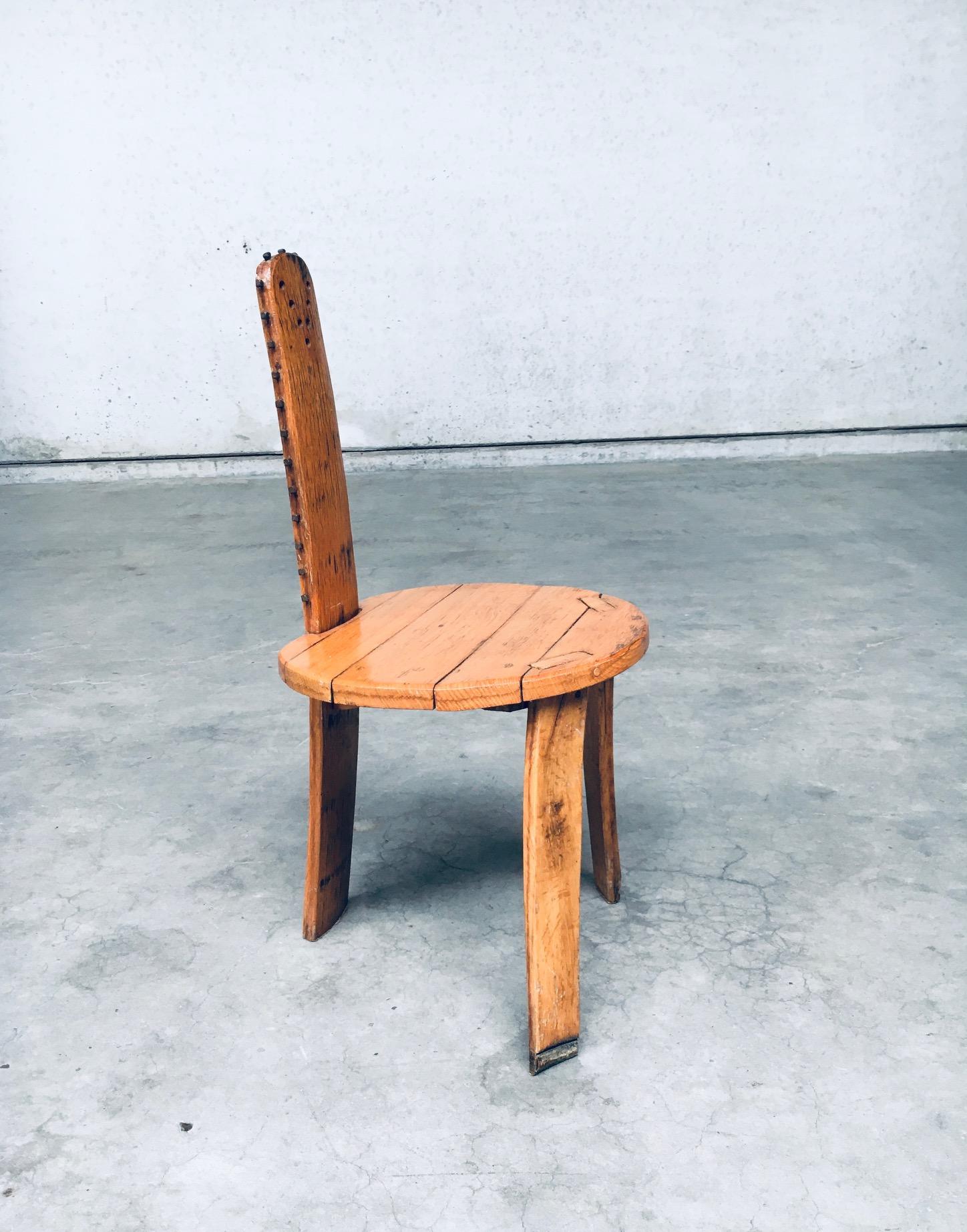 Folk Art Brutalist Design SAW Back Side Chair set, France 1960's For Sale 8