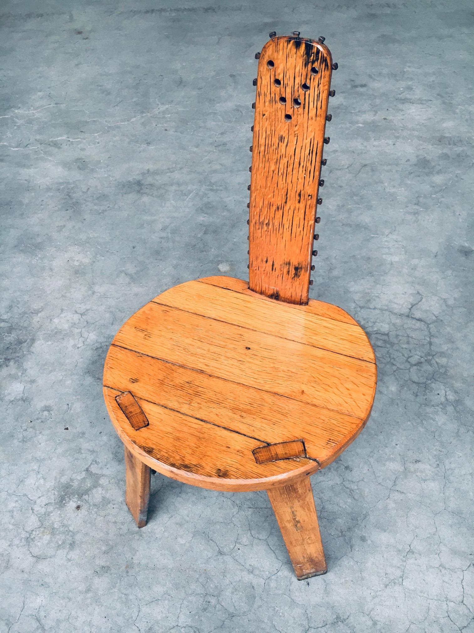 Folk Art Brutalist Design SAW Back Side Chair set, France 1960's For Sale 9
