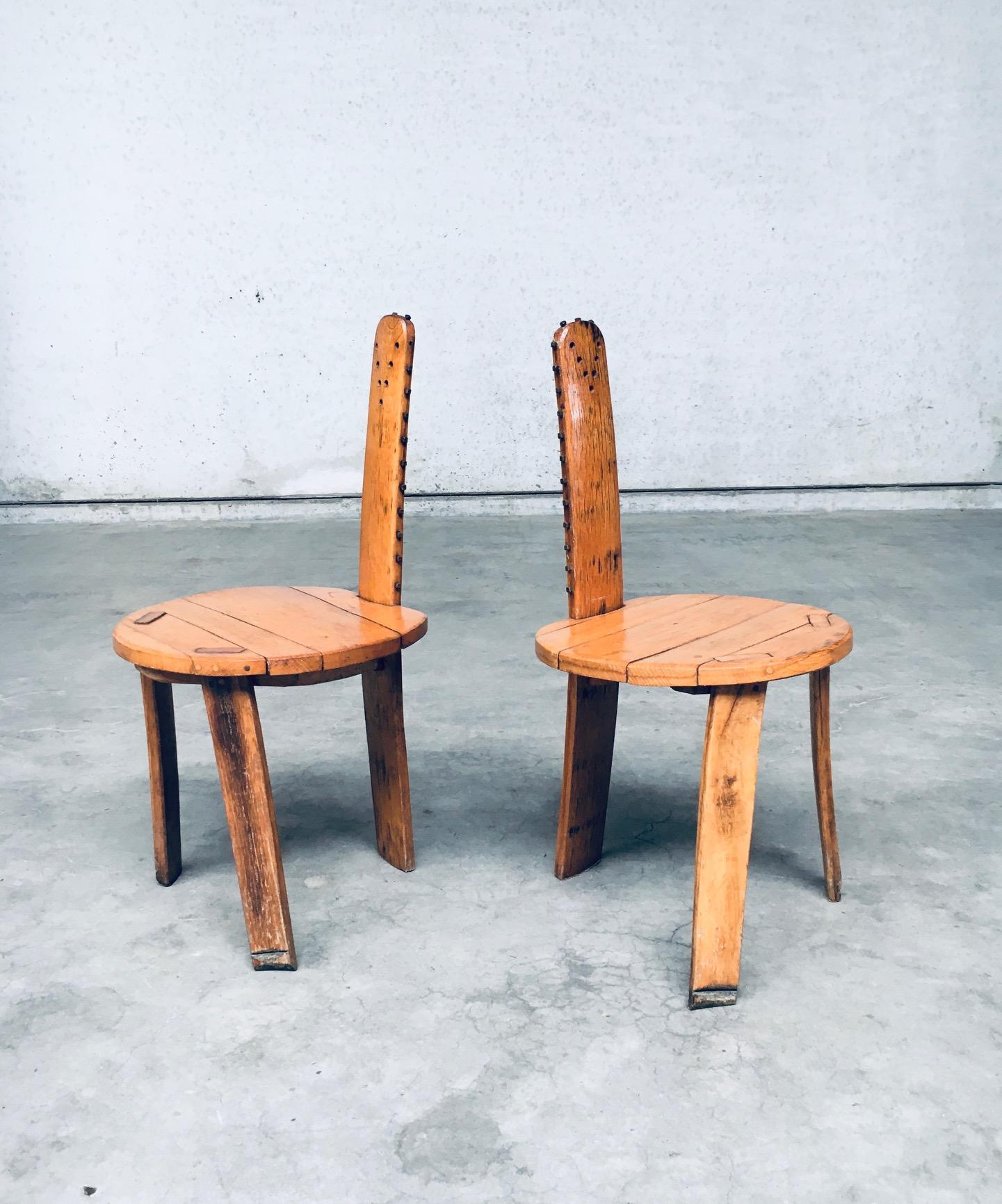 Folk Art Brutalist Design SAW Back Side Chair set, France 1960's In Good Condition For Sale In Oud-Turnhout, VAN