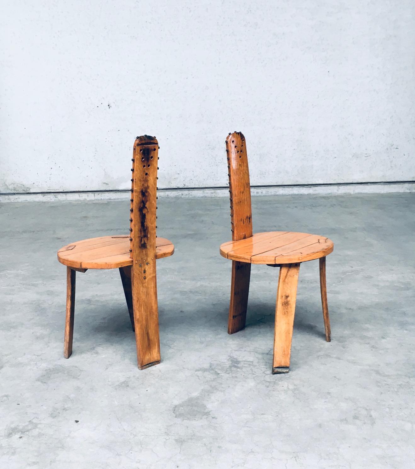 Mid-20th Century Folk Art Brutalist Design SAW Back Side Chair set, France 1960's For Sale