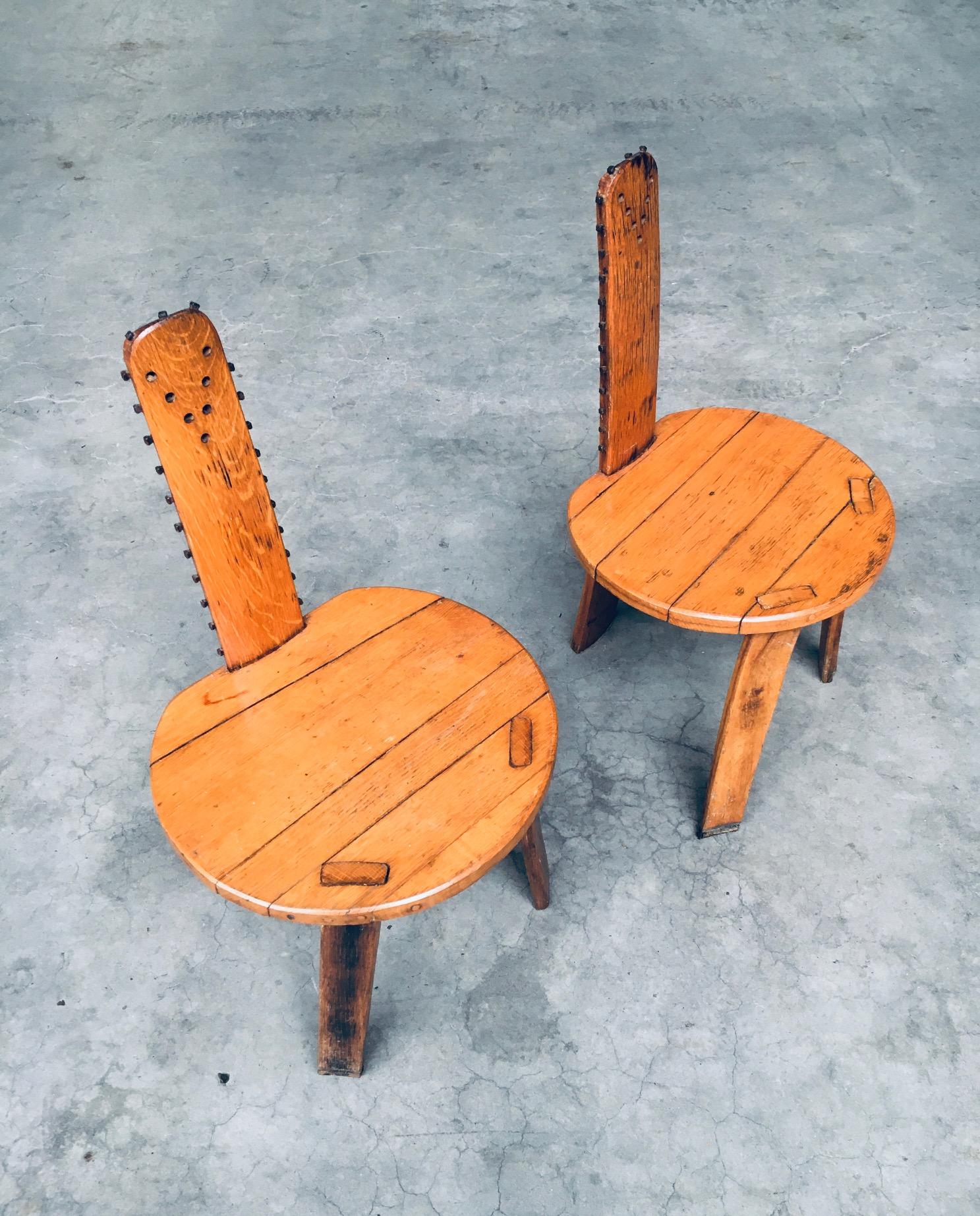 Milieu du XXe siècle Ensemble de chaises d'appoint à dossier SAW, France 1960's, Folk Art Brutalist Design en vente