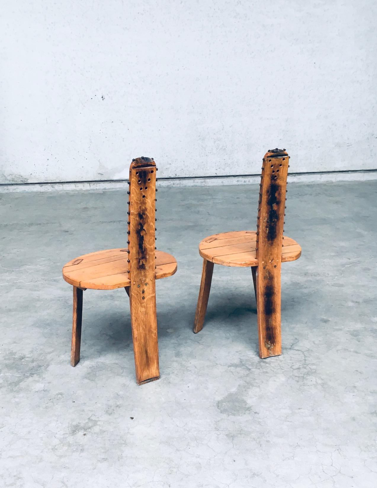 Acier Ensemble de chaises d'appoint à dossier SAW, France 1960's, Folk Art Brutalist Design en vente
