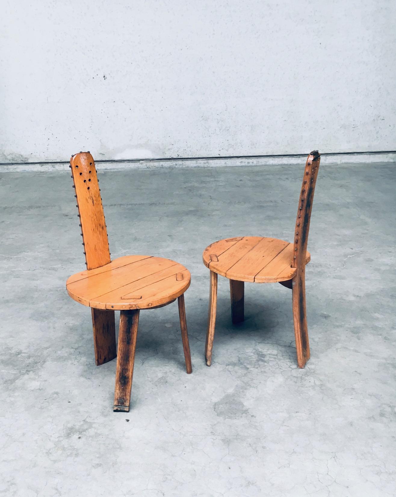 Folk Art Brutalist Design SAW Back Side Chair set, France 1960's For Sale 2