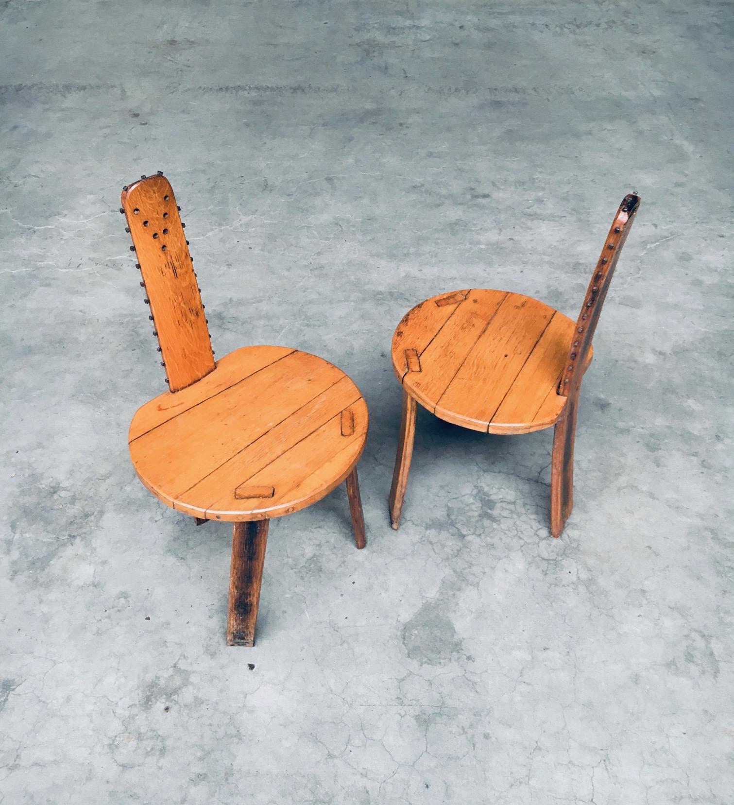 Folk Art Brutalist Design SAW Back Side Chair set, France 1960's For Sale 3
