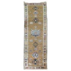 Tapis de couloir d'art populaire persan Serab couleur camel