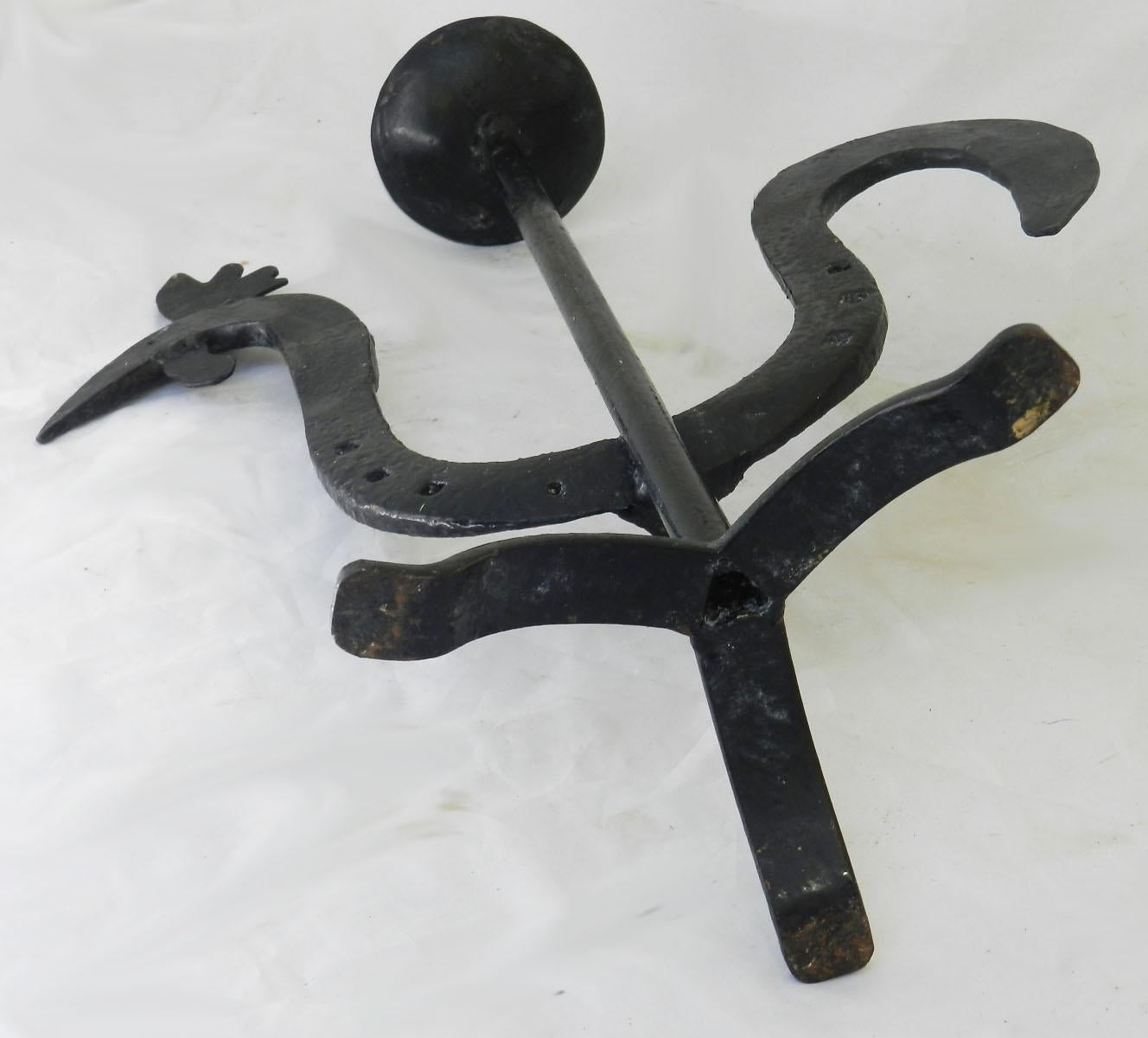 Folk Art Candlestick French Cockerel Primitive Hand Forged Iron, circa 1920 For Sale 2