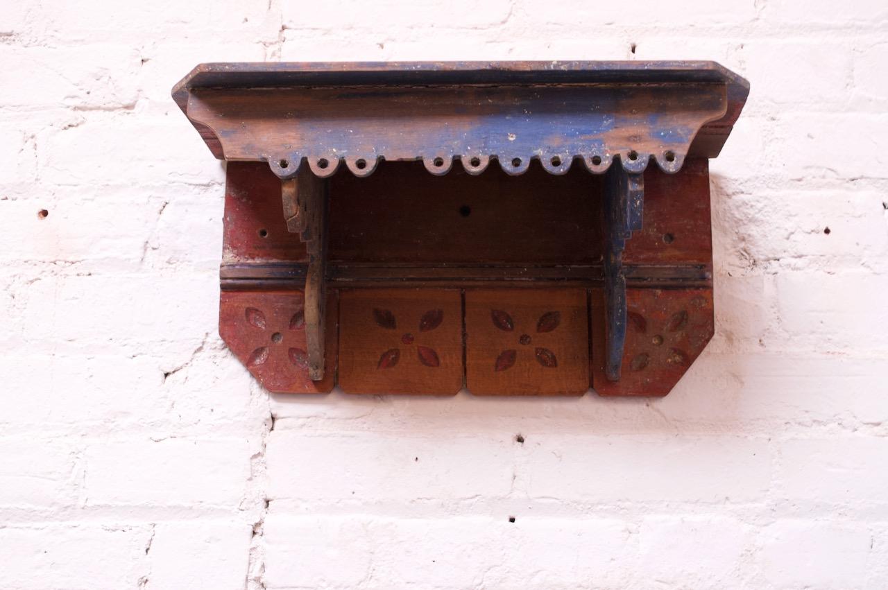 American Folk Art Carved and Painted Display Shelf