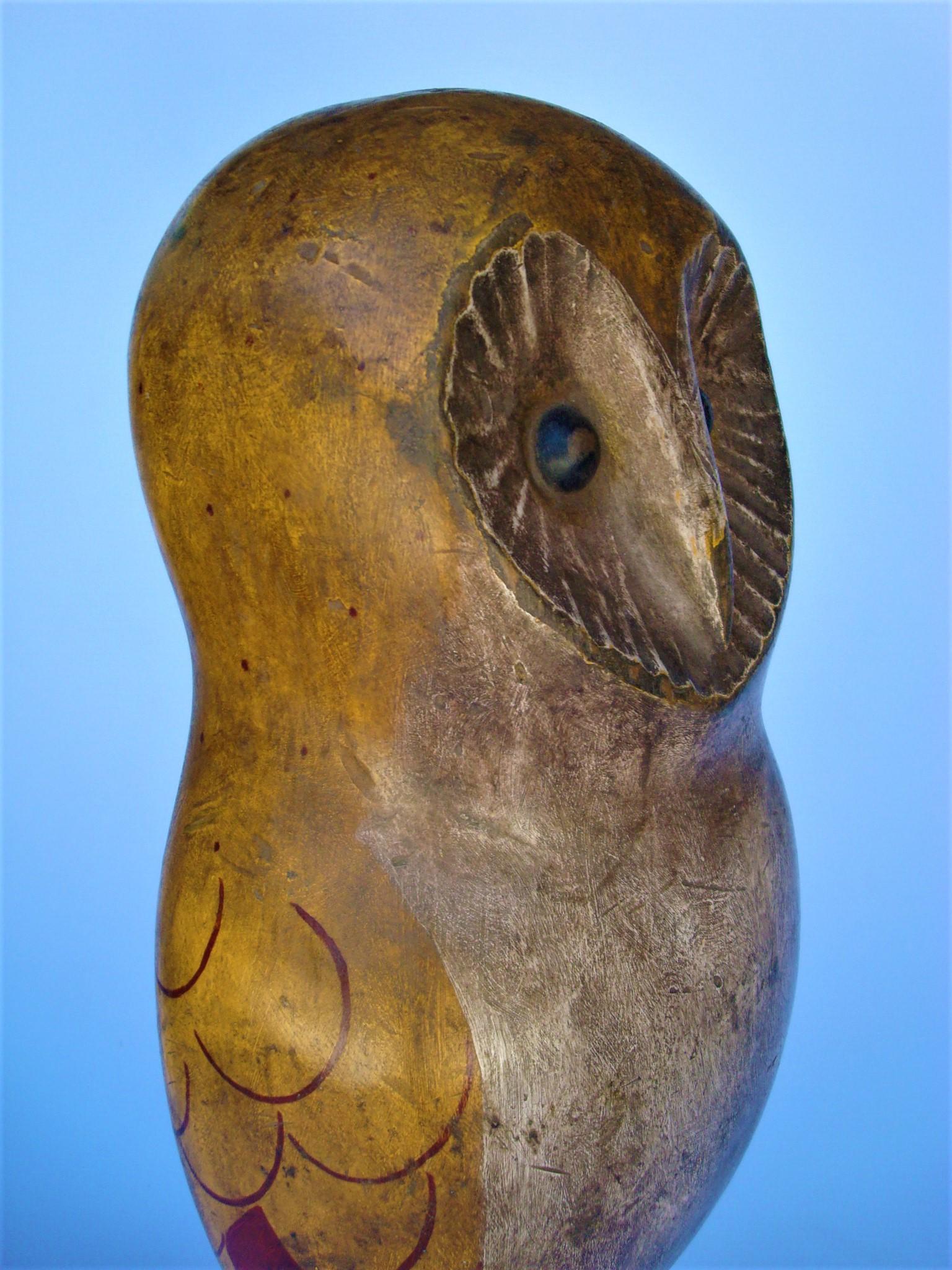 Hand-Carved Folk Art Carved and Painted Owl Decoy, USA, 1900's For Sale