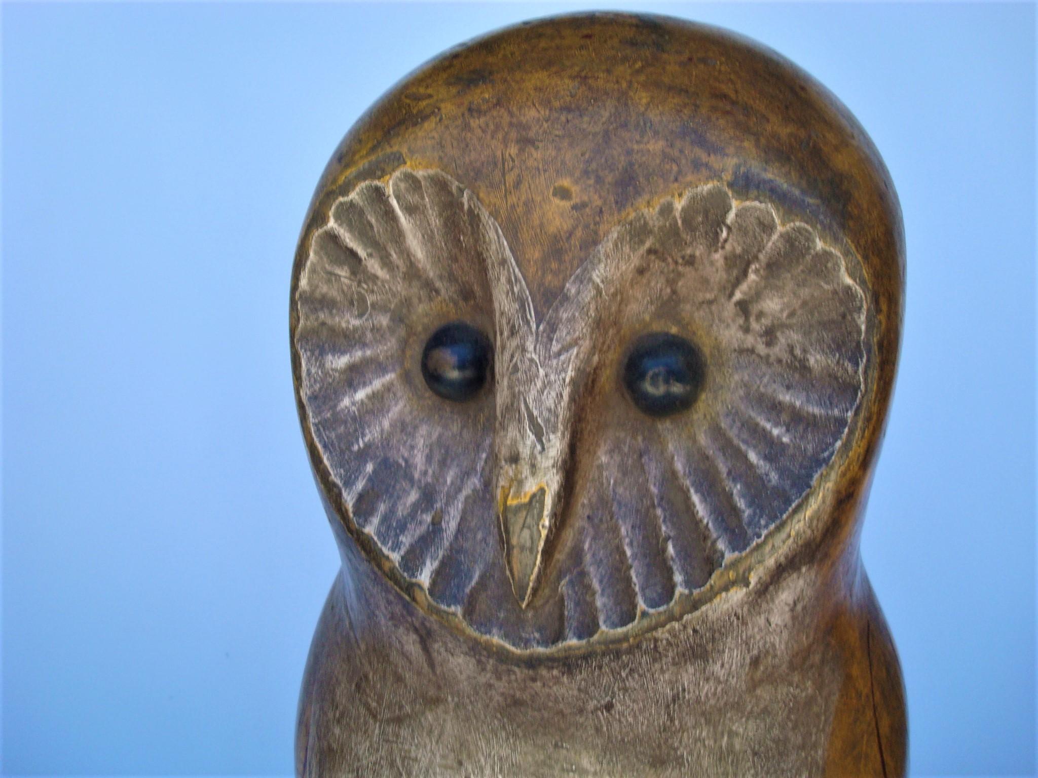 Folk Art Carved and Painted Owl Decoy, USA, 1900's In Good Condition For Sale In Buenos Aires, Olivos