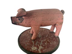 Folk Art Carved and Painted Pig