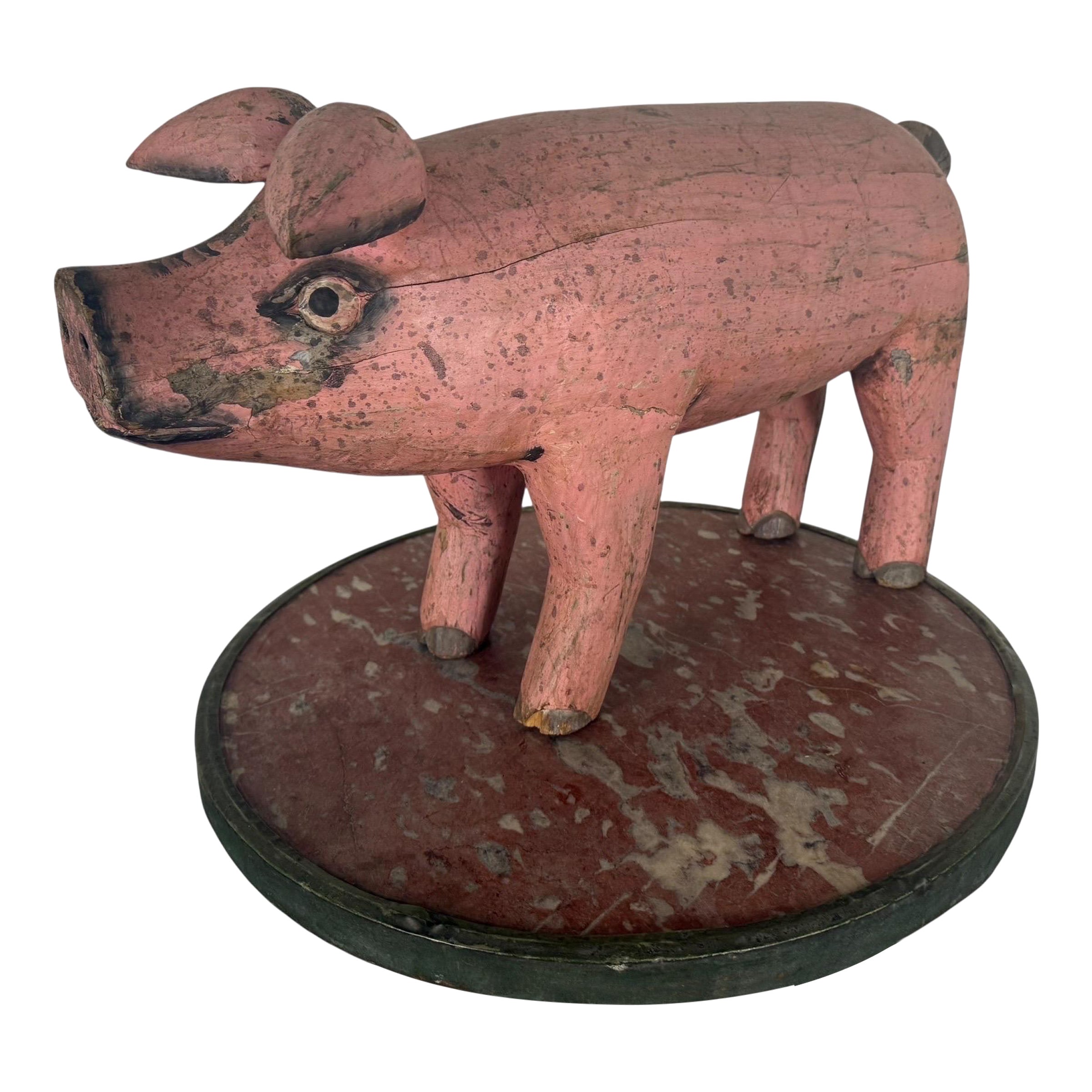 Folk Art Carved und gemaltes Schwein