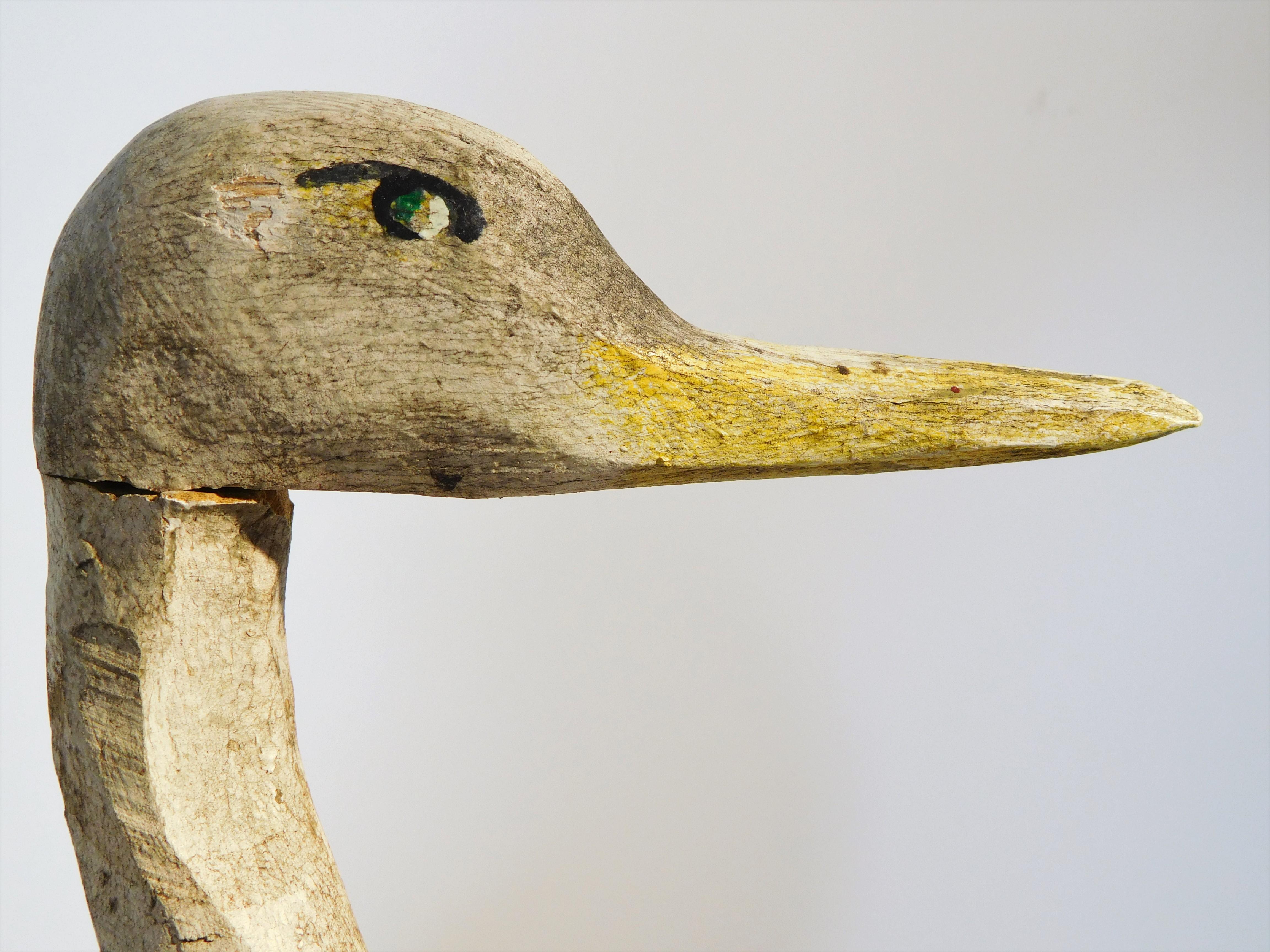 Folk Art Carved and Painted Shore Bird Decoy, Mid-20th Century For Sale 5