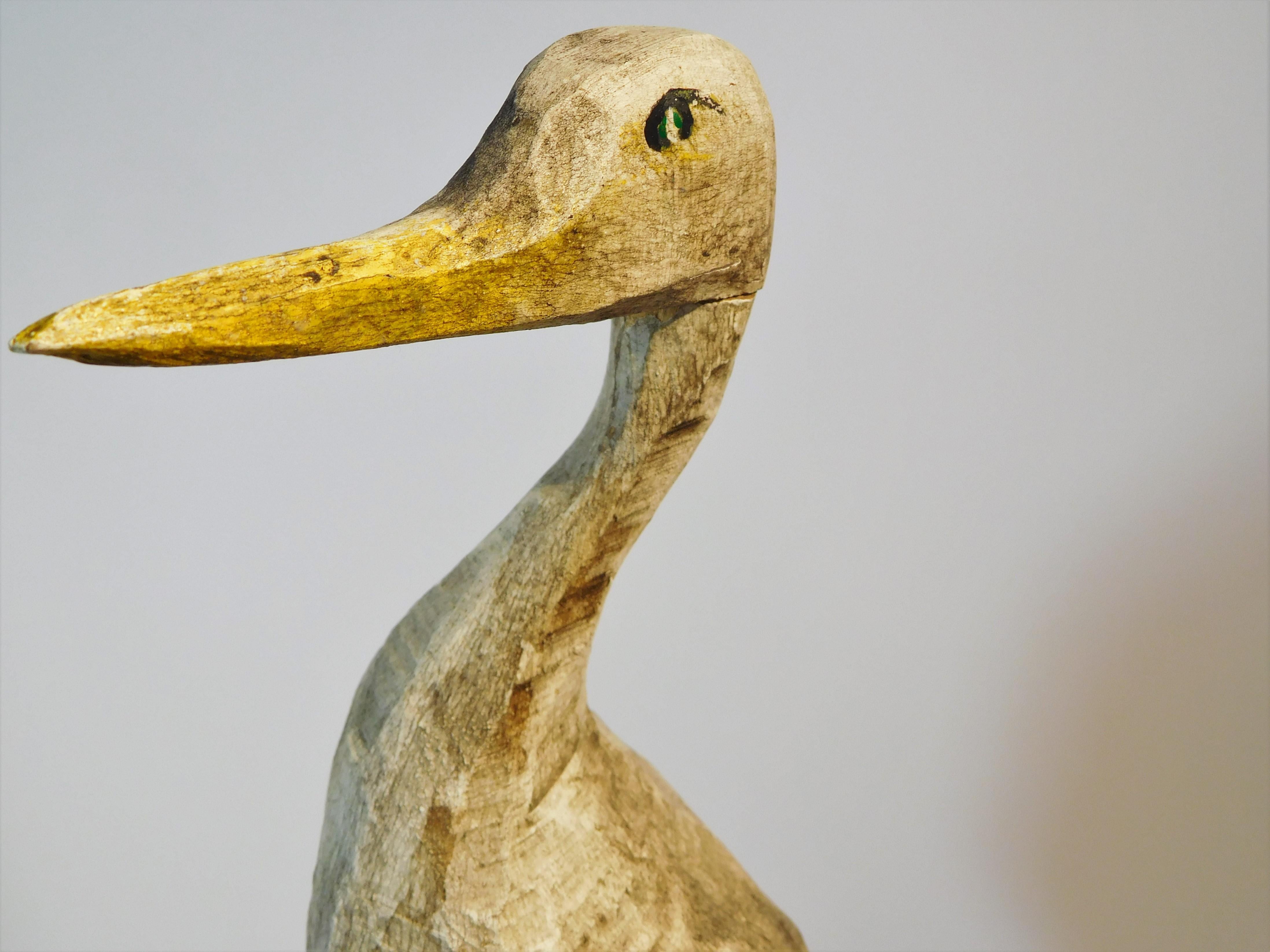 Folk Art Carved and Painted Shore Bird Decoy, Mid-20th Century For Sale 6