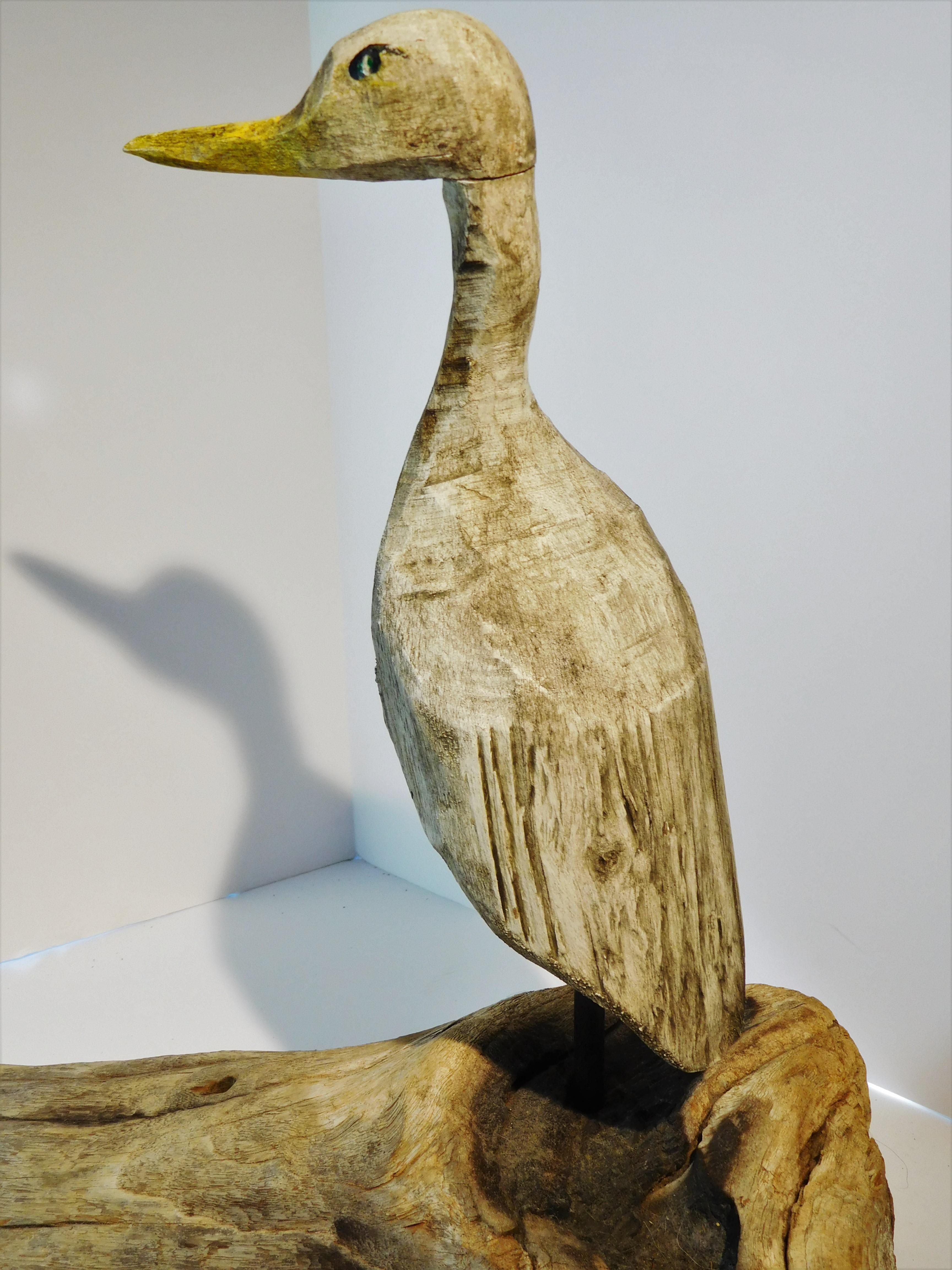 Folk Art Carved and Painted Shore Bird Decoy, Mid-20th Century For Sale 7