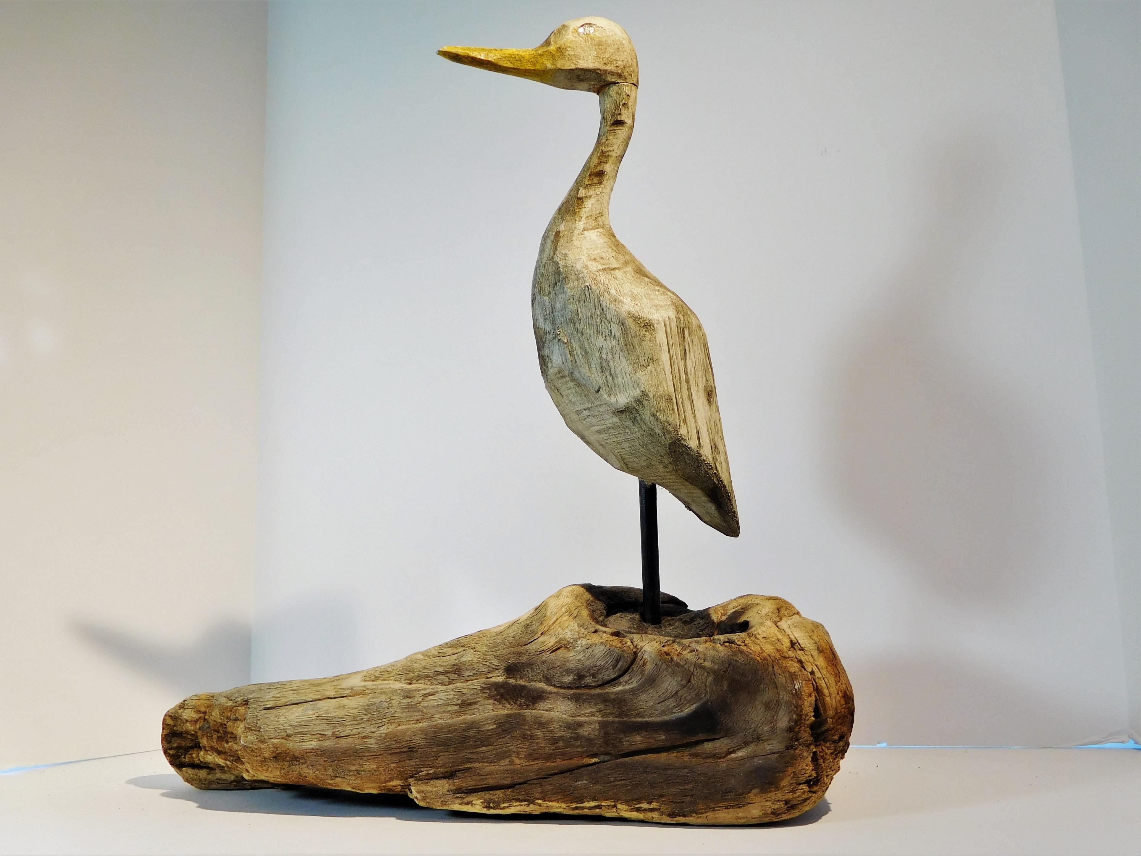 Folk Art Carved and Painted Shore Bird Decoy, Mid-20th Century For Sale 10