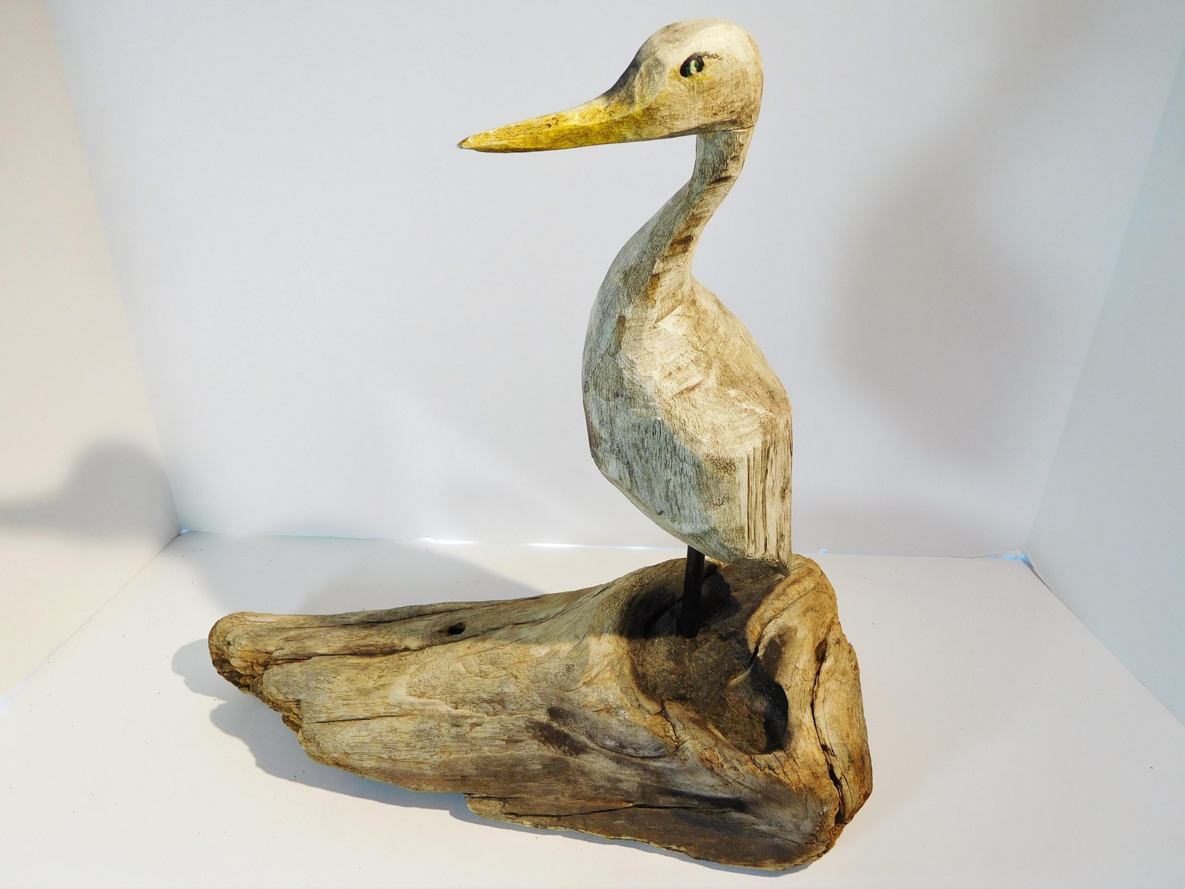 Folk Art Carved and Painted Shore Bird Decoy, Mid-20th Century For Sale 11