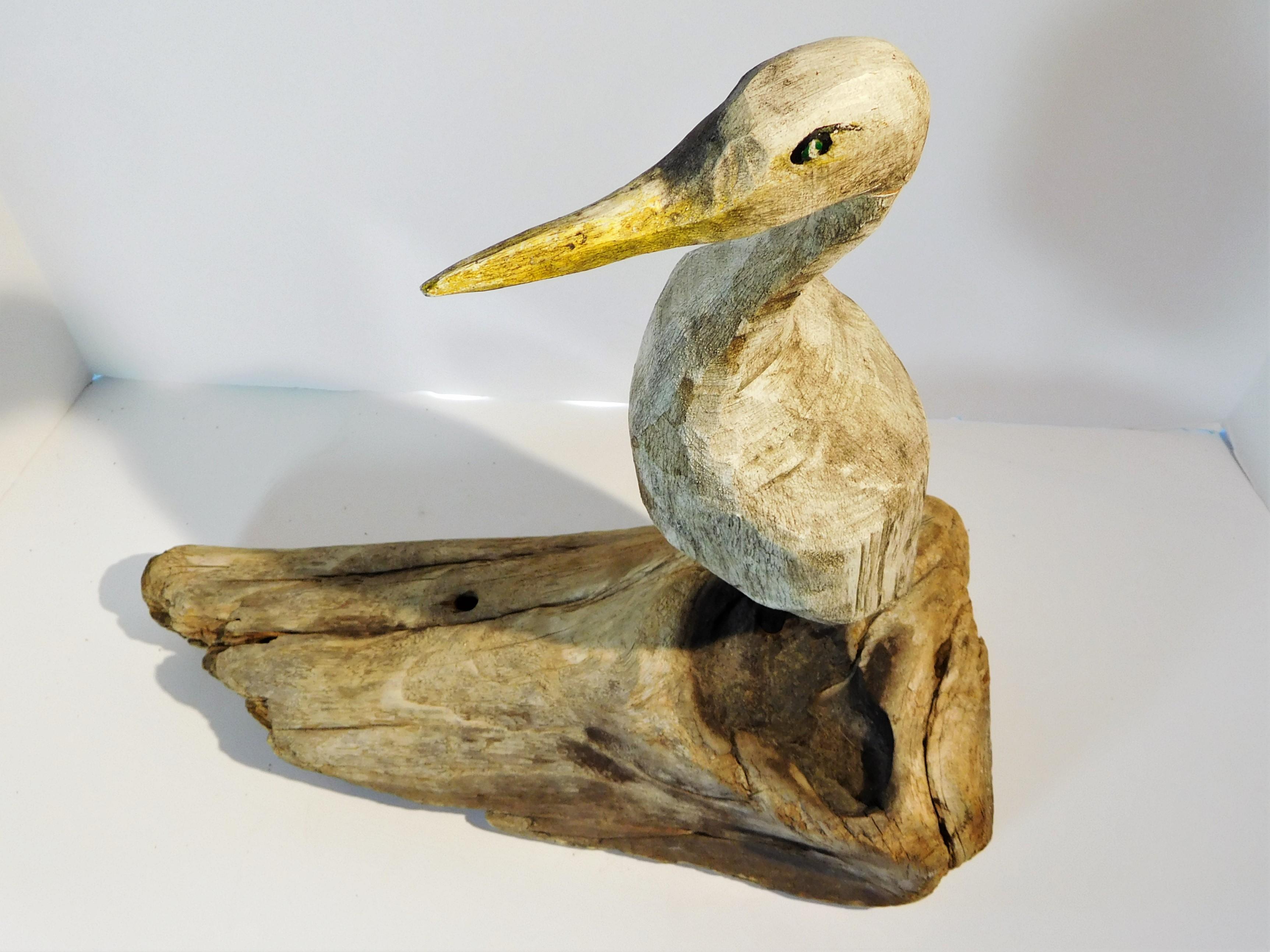 Folk Art Carved and Painted Shore Bird Decoy, Mid-20th Century For Sale 12