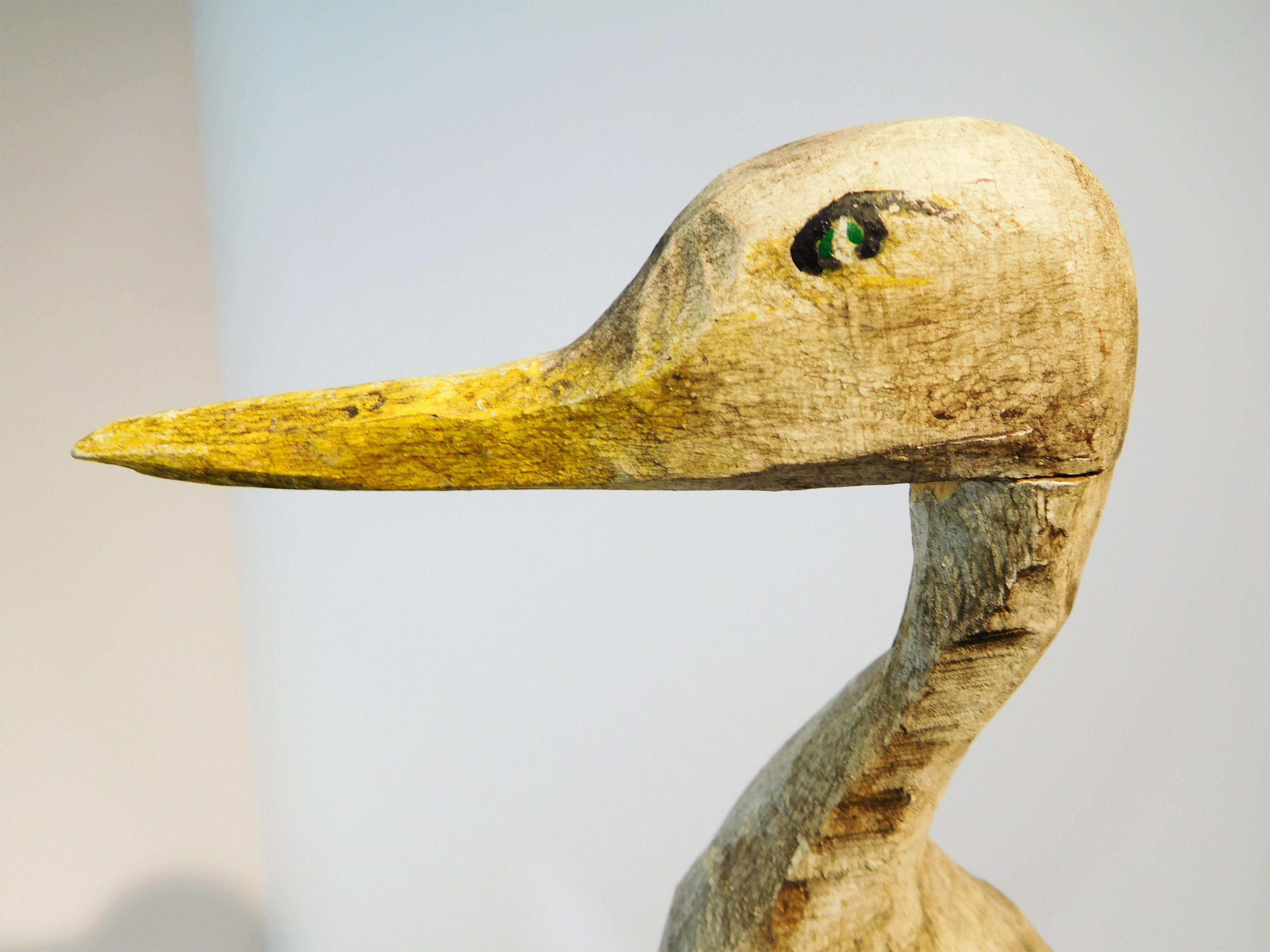 Folk Art Carved and Painted Shore Bird Decoy, Mid-20th Century For Sale 13