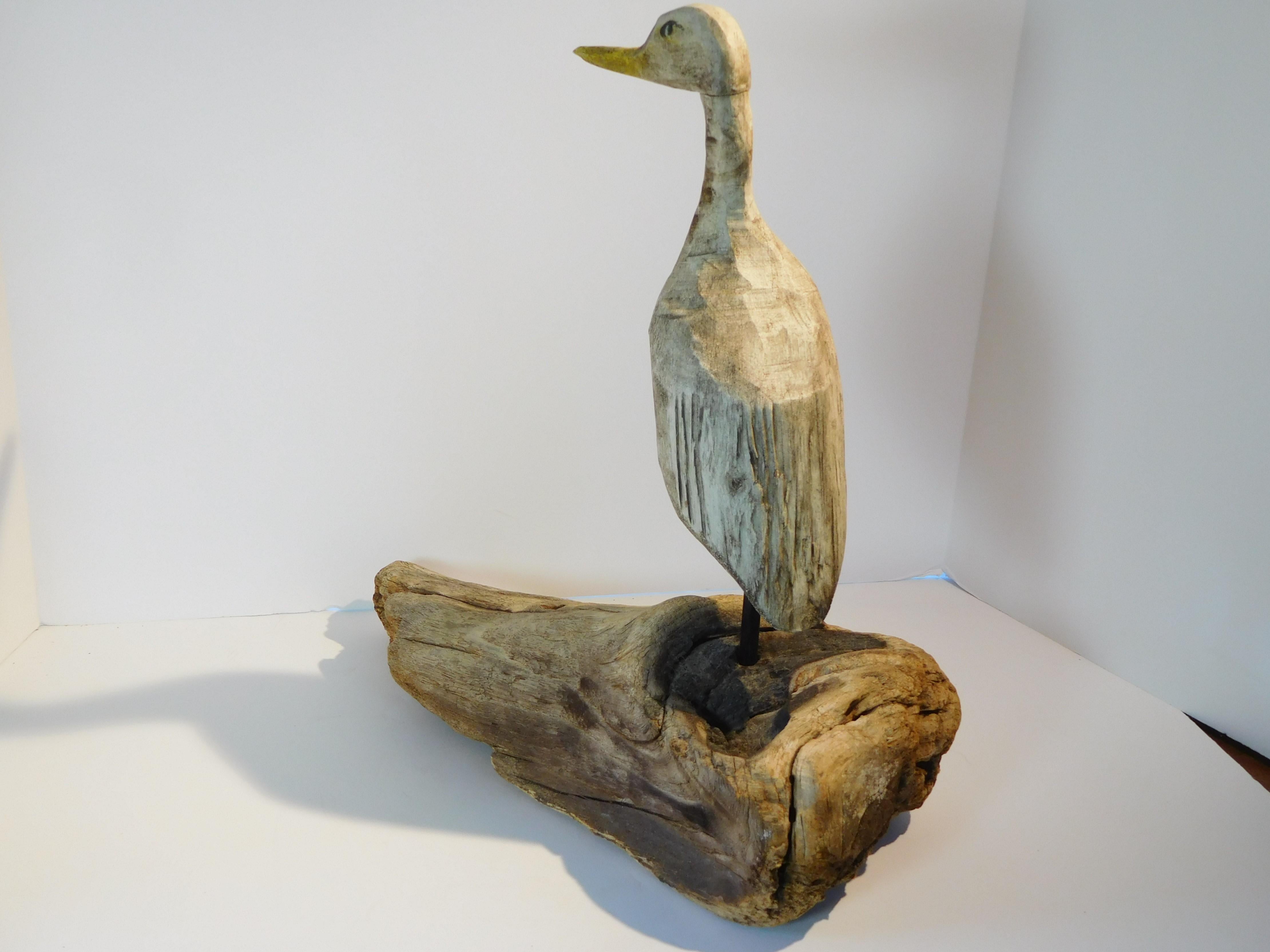 American Folk Art Carved and Painted Shore Bird Decoy, Mid-20th Century For Sale