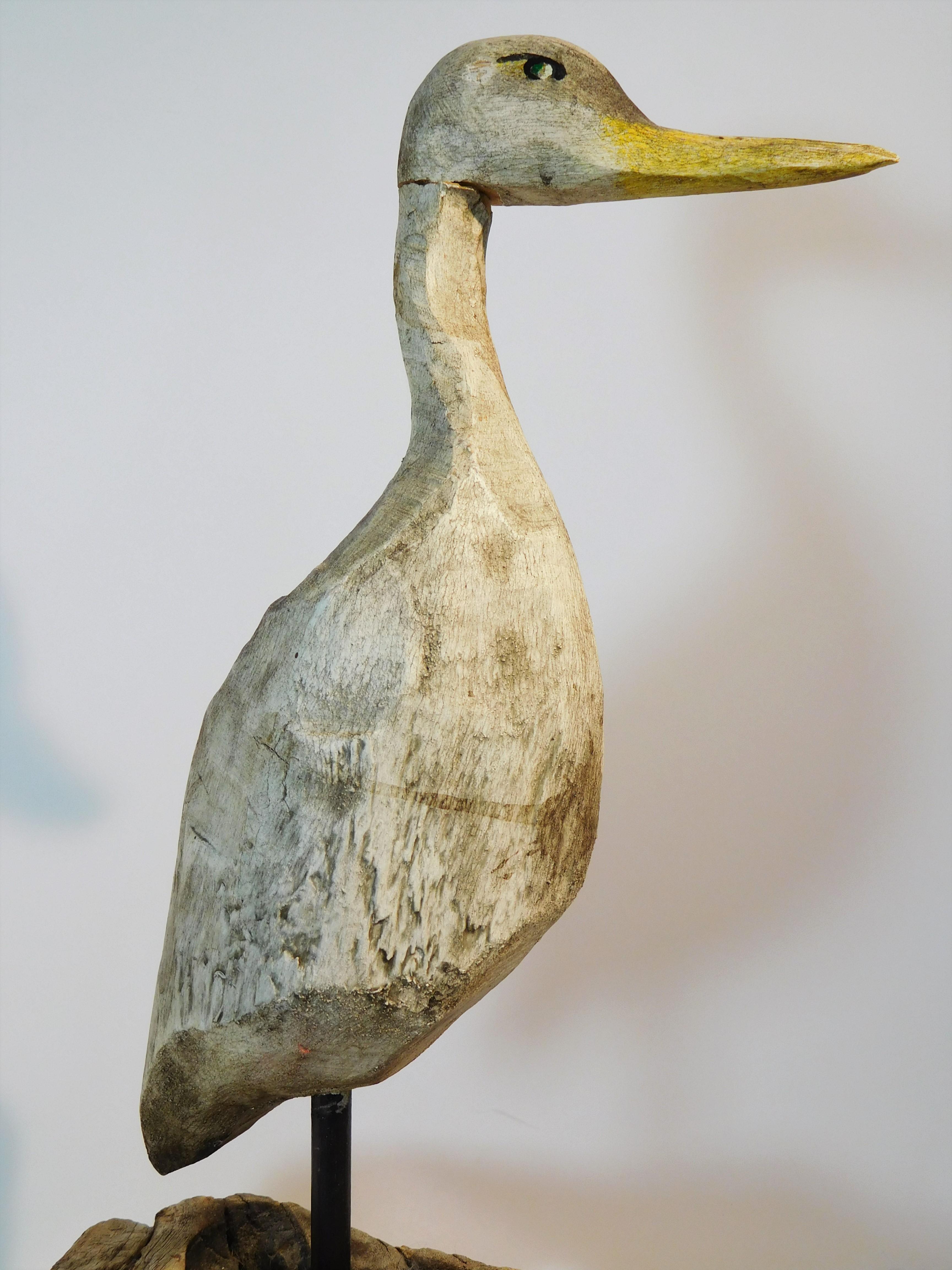 Folk Art Carved and Painted Shore Bird Decoy, Mid-20th Century For Sale 2