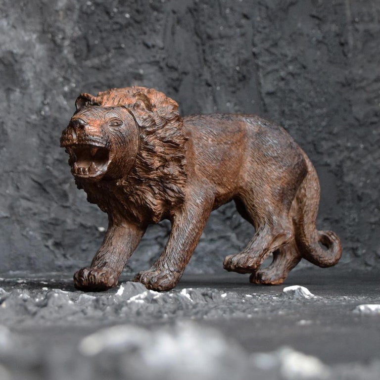 Folk Art Carved Androcles Lion Figure at 1stDibs