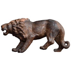 Folk Art Carved Androcles Lion Figure