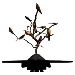 Art Carved Bird Tree, Amérique 1950