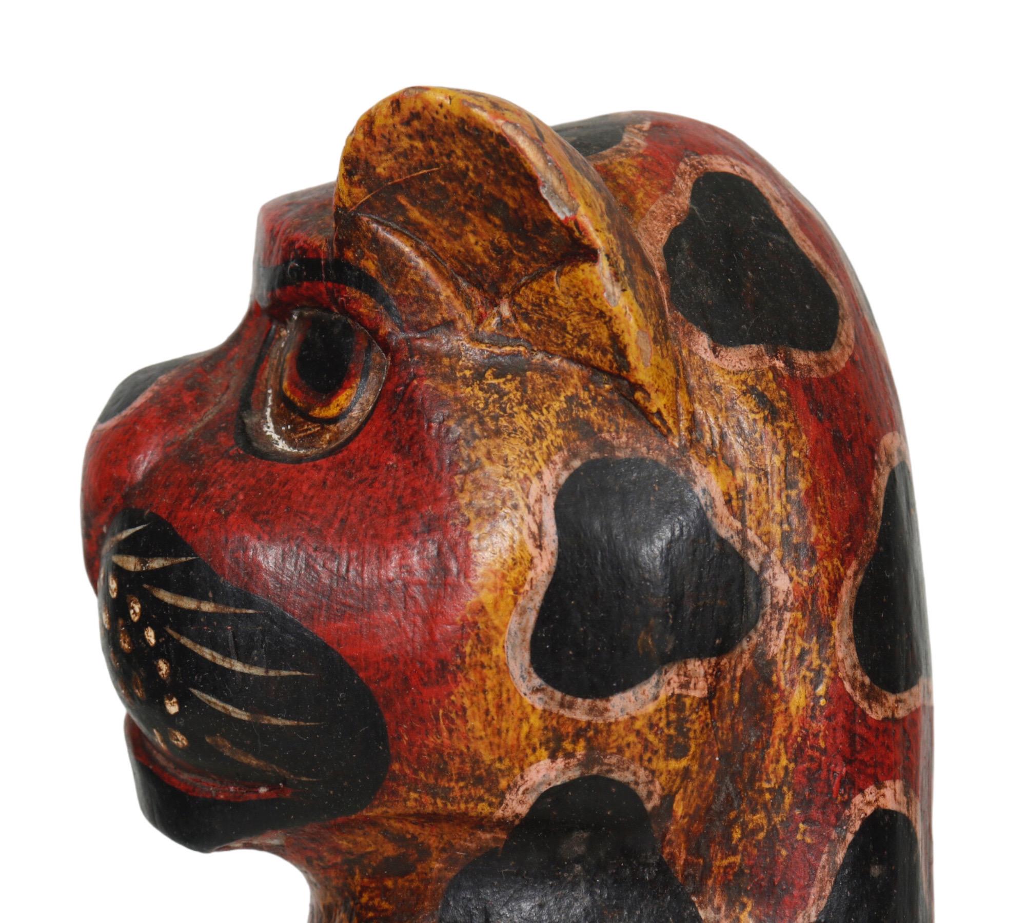 Folk Art Carved Leopard Sculpture 1