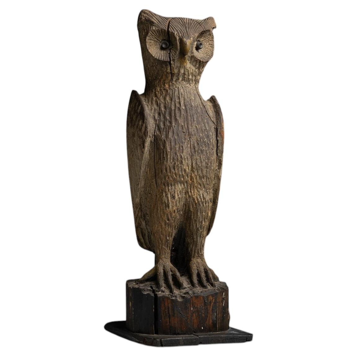 Folk Art Carved Owl, America circa 1900