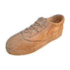 Vintage Folk Art Carved Wood Adidas Shoe