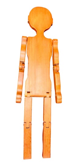 Folk Art Carved Wood Articulated Boy Sculpture