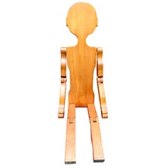 Folk Art Carved Wood Articulated Boy Sculpture