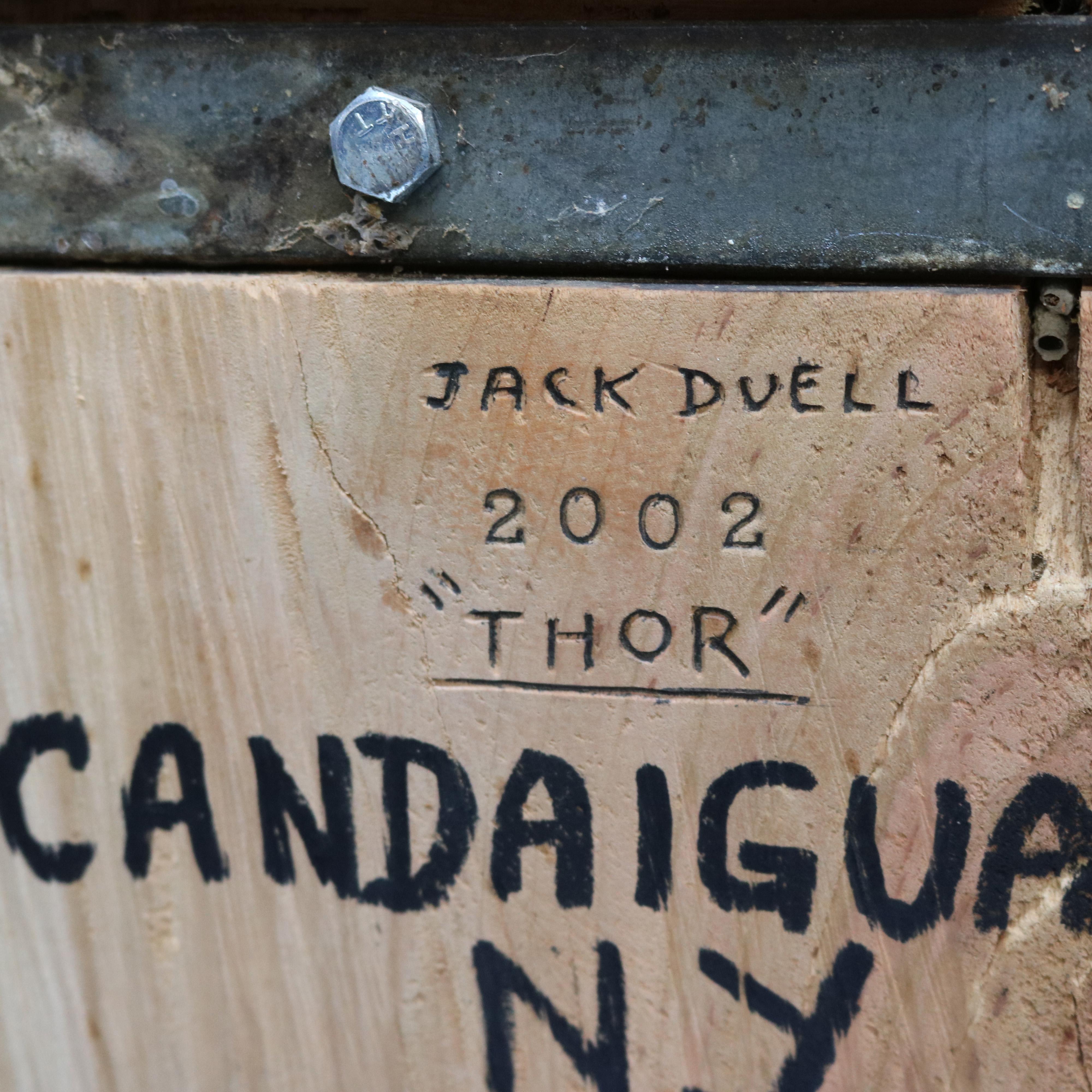 Folk Art Carved Wood Figural Portrait of Thor Signed Jack Duel, Dated 2002 8